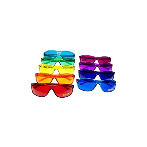Color Therapy Glasses Pro Style - Set of 9 Colored Lenses for Light Therapy, Poker Sunglasses for Men & Women (Also Available in 7 or 10-Piece Sets) - Perfect for Stress Relief, Mood Enhancement & Party Events
