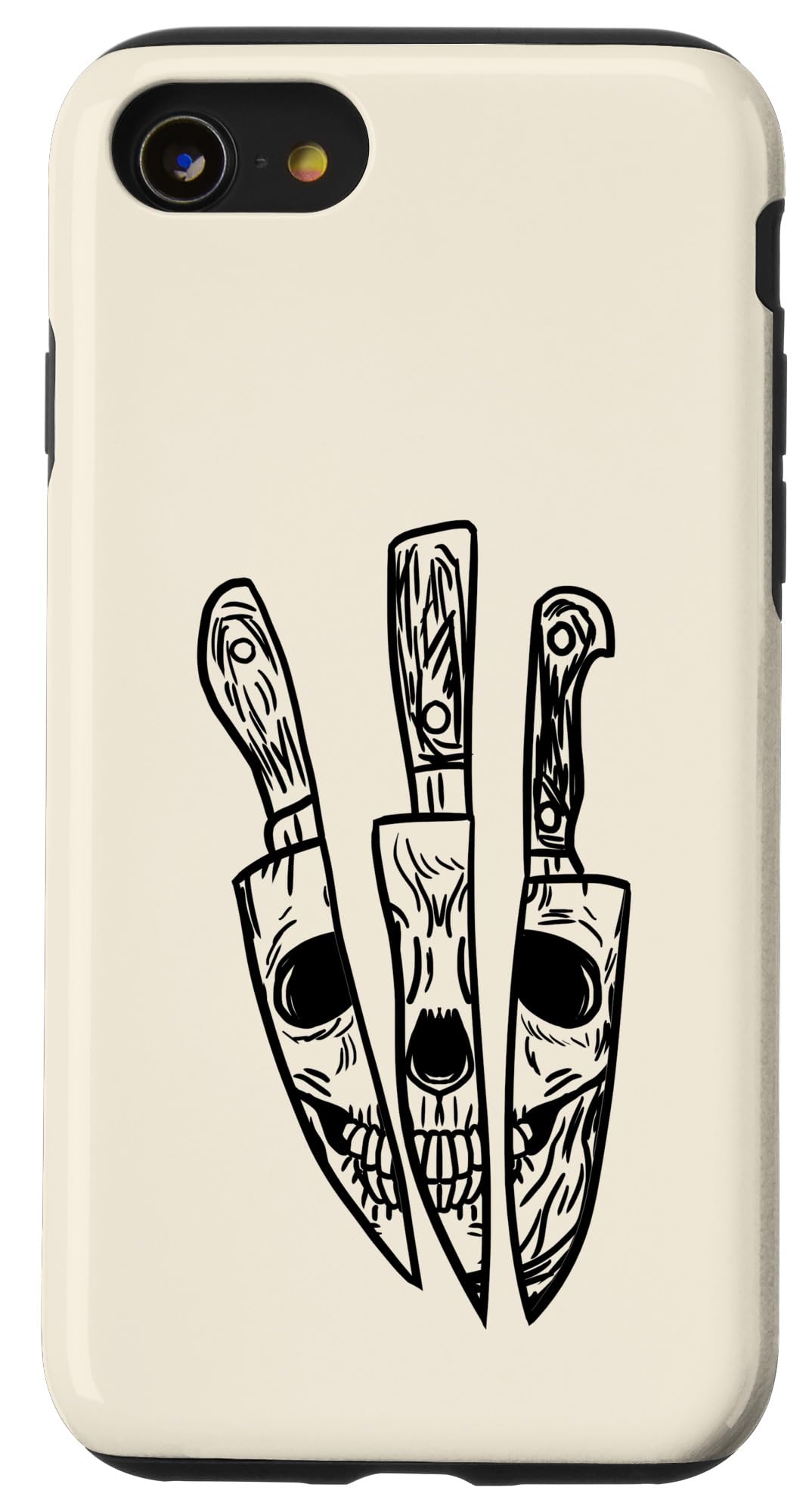 iPhone SE (2020)/7/8 Skull Design Retro Kitchen Knife Case - Unique Gift for Chefs & Cooks - Perfect for Cooking Enthusiasts & Horror Fans