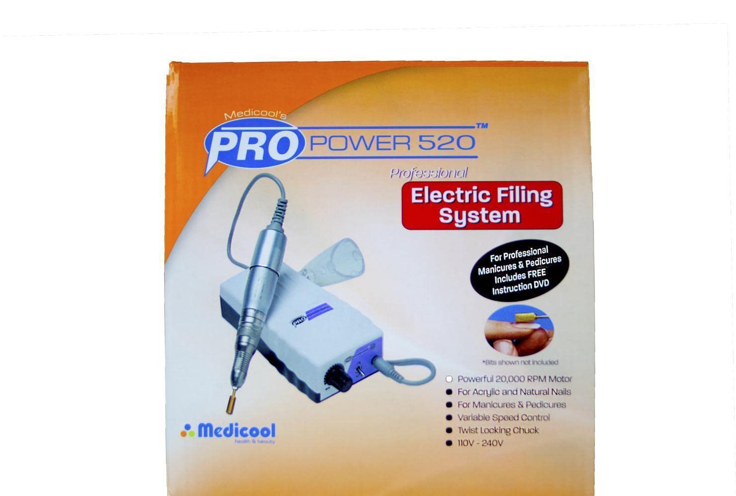 Medicool Pro Power 520 Electric Nail File Machine - Professional Lightweight & High Speed Manicure Tool for Salon & Home Use | Perfect for Nail Art, Acrylics & Gel Extensions | PROPOW-520