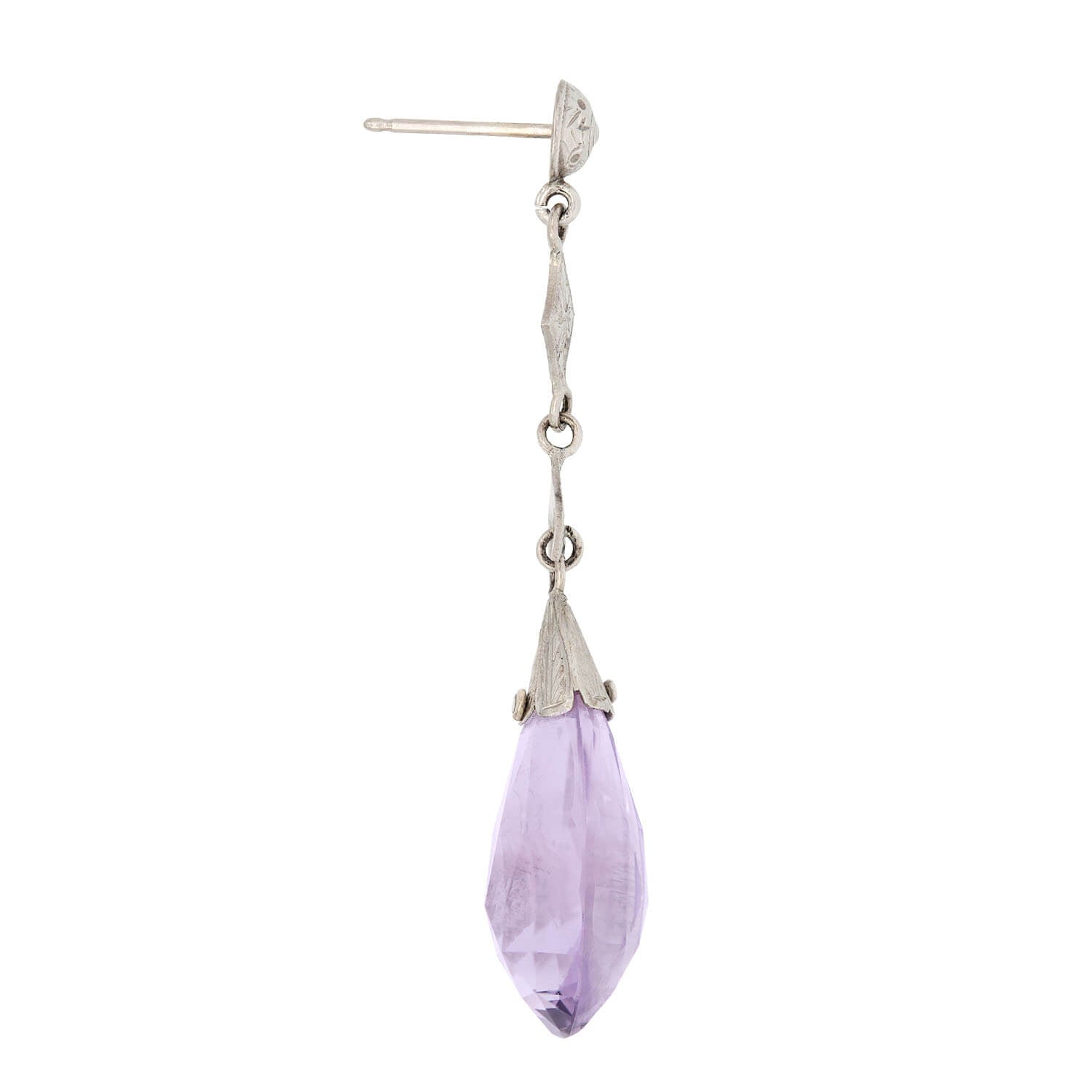 14K Gold Art Deco Amethyst Briolette Drop Earrings for Women - Vintage Style Dangle Earrings for Party, Wedding & Evening Occasions