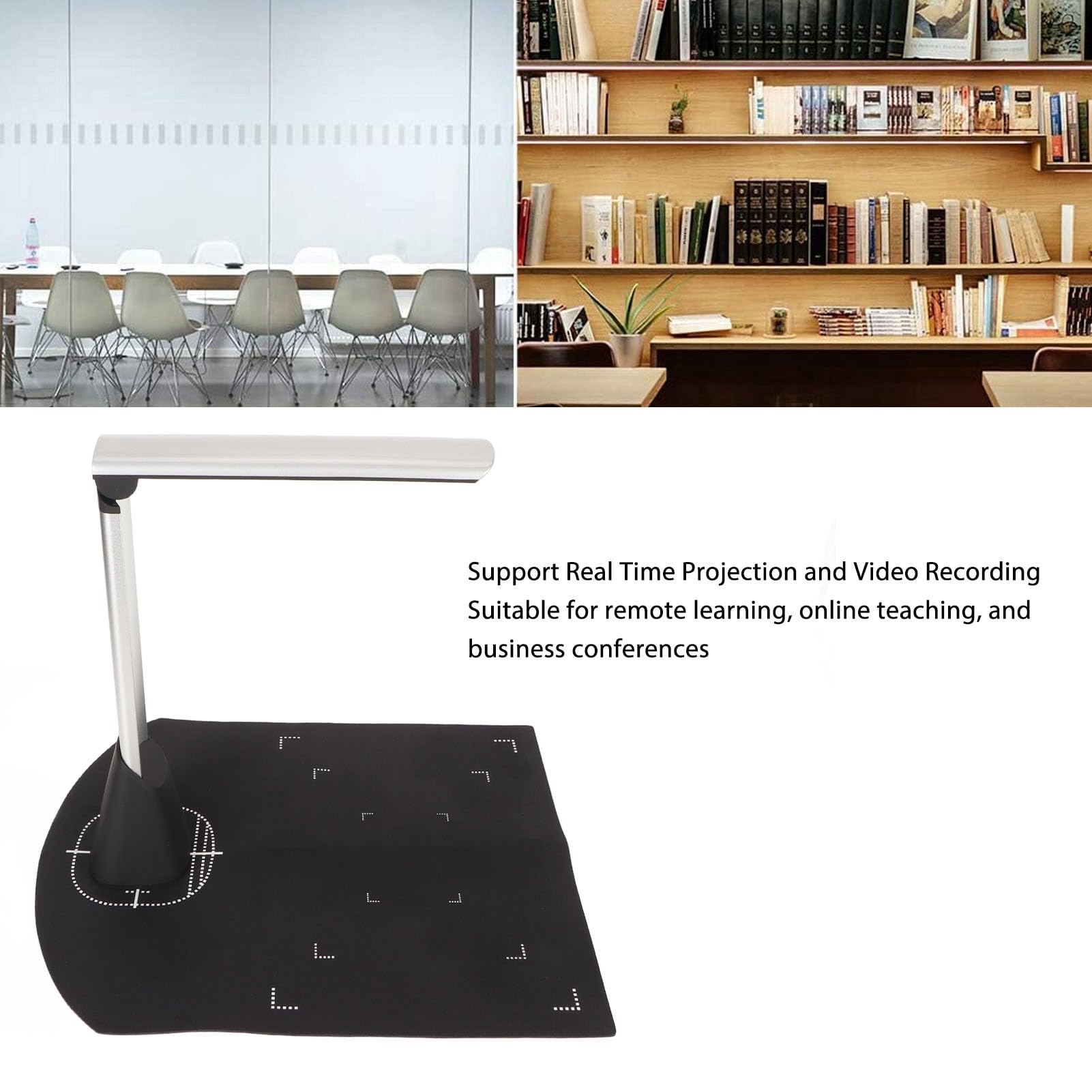 USB Document Scanner with Real-Time Projection & Video Recording, High-Resolution CMOS Sensor, OCR Text Recognition for Windows - Ideal for Office, Education, and Home Use