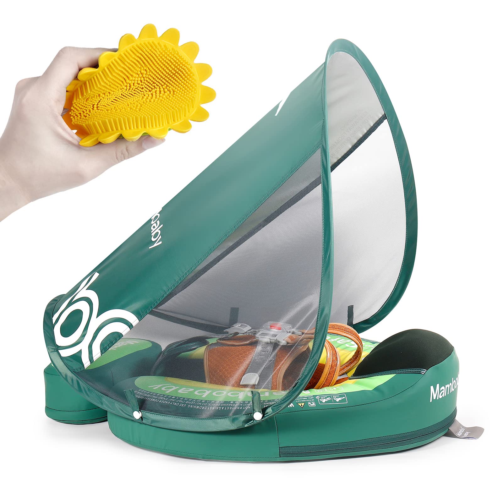 **Mambobaby Non-Inflatable Baby Pool Float with UPF 50+ Canopy – Safe Infant Swimming Training Float, Anti-Flip Design for Toddlers – Perfect for Backyard Pools, Beach Trips & Swim Lessons**