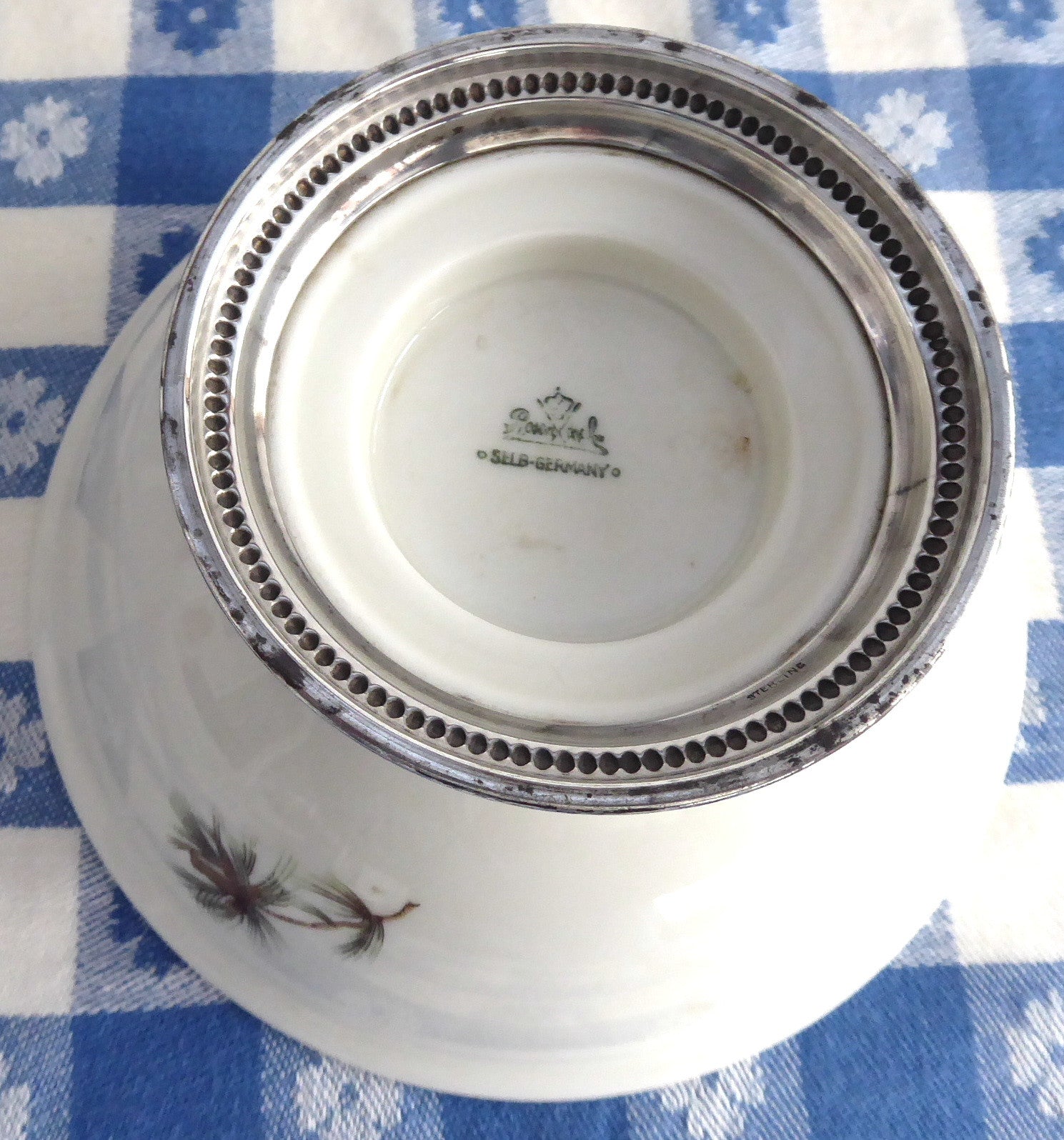 Vintage Rosenthal Pine Needles Mayonnaise Dish with Sterling Silver Base & Pine Cone Design (1962-1965) - Elegant Tableware for Holiday Dinners & Collectible Display
