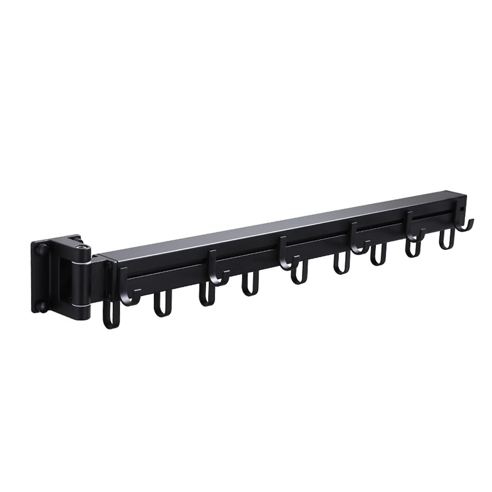 Foldable Wall Mounted Clothes Drying Rack - Retractable Balcony Laundry Organizer with Towel Hooks for Bathroom & Outdoor Space Saving Storage (Black) | Perfect for Apartments, Dorms & Small Homes