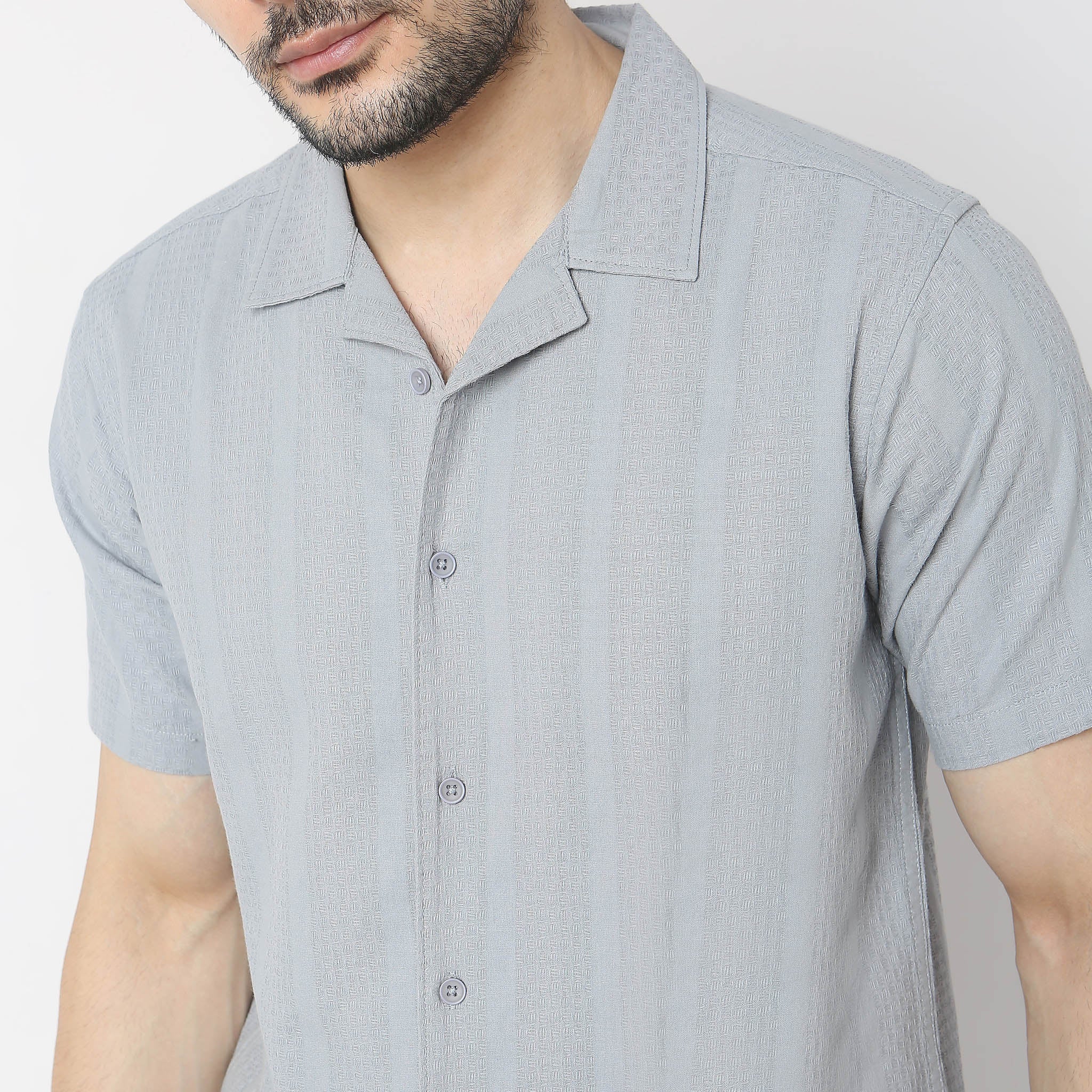 Island Shirt™ 100% Cotton Cuban Collar Dobby Structure Modern Smart Shirt for Men - Breathable Summer Casual Wear, Beach Vacation & Tropical Party Outfit