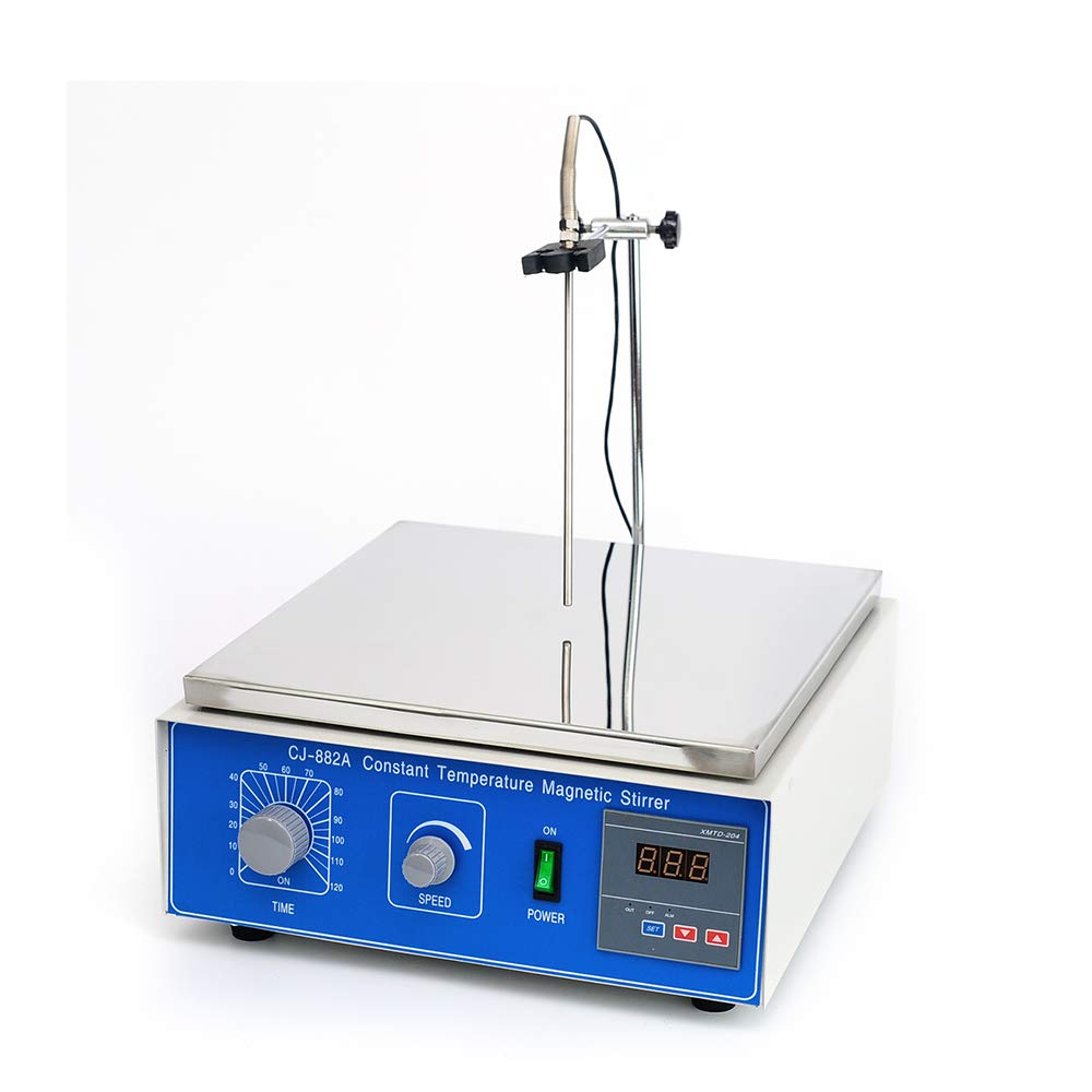 110V Magnetic Hot Plate Stirrer with Temperature Control & Timing - Lab Heating Mixer for Constant Temperature Stirring, Max 10L Capacity - Ideal for Chemistry Experiments, Lab Research & Scientific Mixing