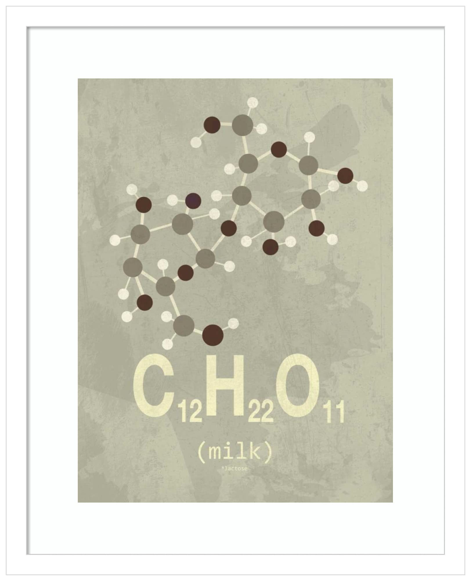 Amanti Art Wood Framed Wall Decor - Molecule Milk Print in White Frame (17x21 Inches) | Modern Home & Office Artwork for Living Room, Bedroom Decor