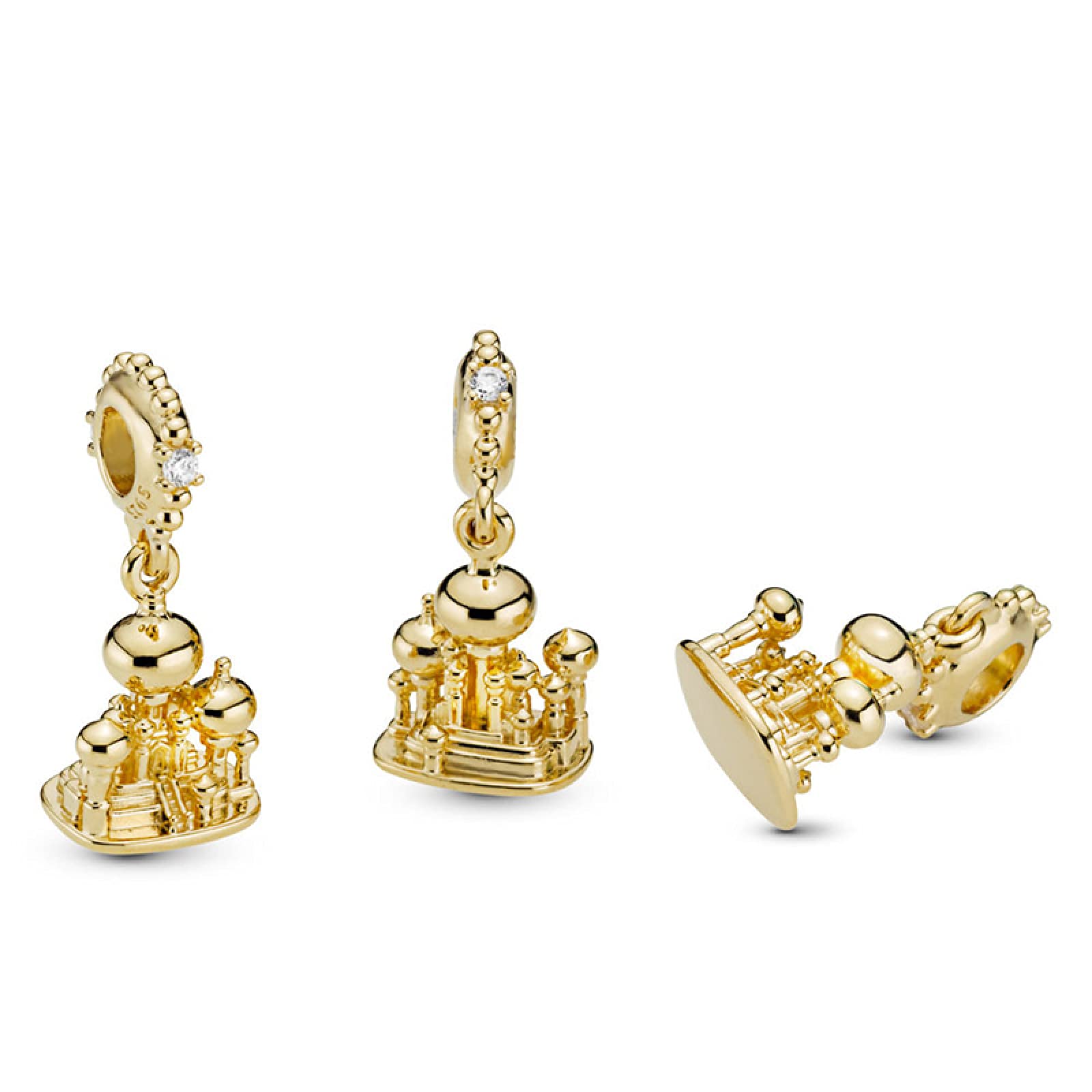 Gold Plated Aladdin Agrabah Castle & Mosque Charms - Compatible with Pandora Bracelets, DIY Jewelry for Women - Perfect for Disney-Themed Gifts, Cosplay & Arabian Nights Party Accessories