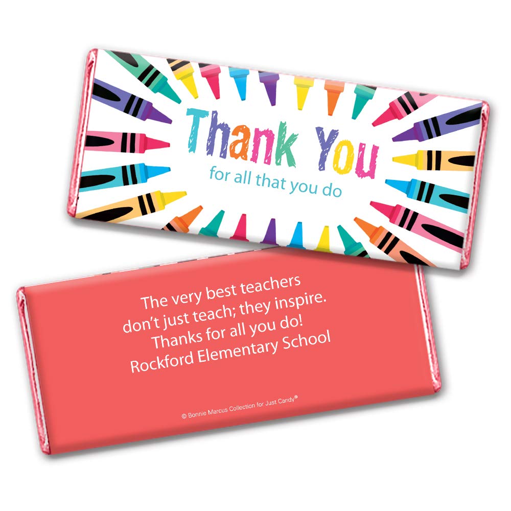 Custom Personalized Chocolate Bars for Teacher Appreciation Gifts - Bulk 36 Bars - Perfect for Classroom Rewards, School Events & Thank You Gifts
