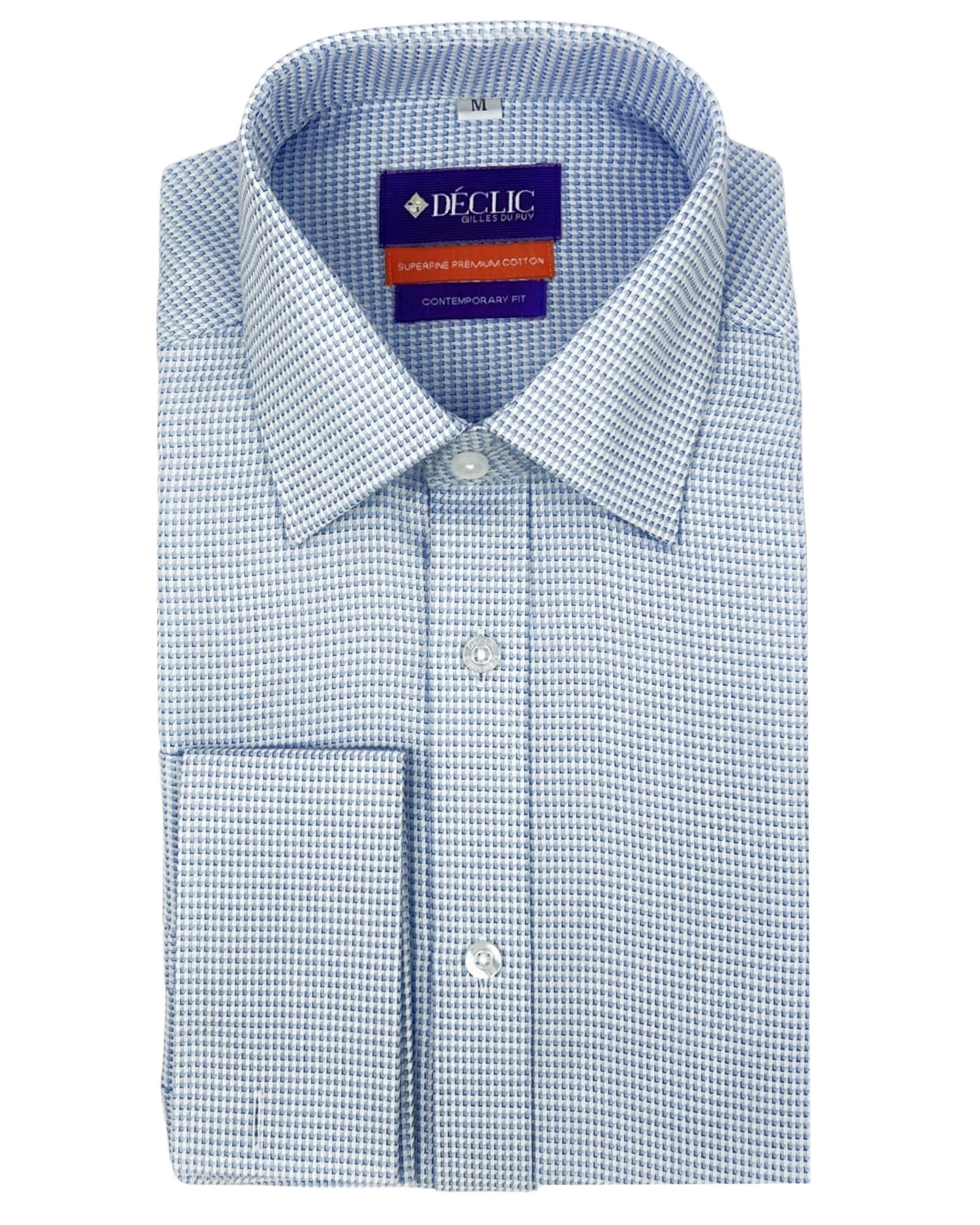 DÉCLIC Antoine Textured Casual Shirt for Men - Blue Button Down Shirt | Comfortable & Stylish for Office, Date Night & Business Casual Outfits