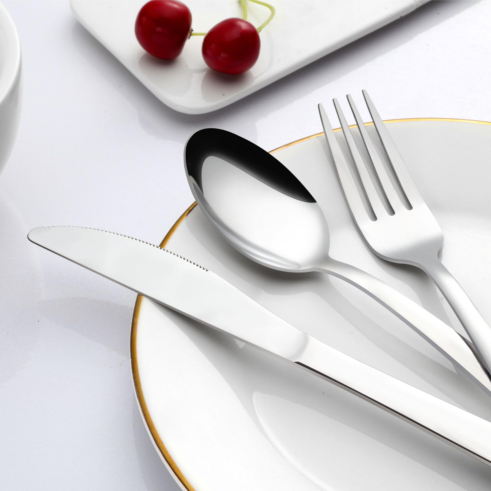 72-Piece Stainless Steel Dinnerware Set - 36 Dinner Knives (9.1 Inch) & 36 Forks (8 Inch) - Premium Silverware for Home, Kitchen, Restaurant - Perfect for Formal Dining, Wedding Parties & Catering Events