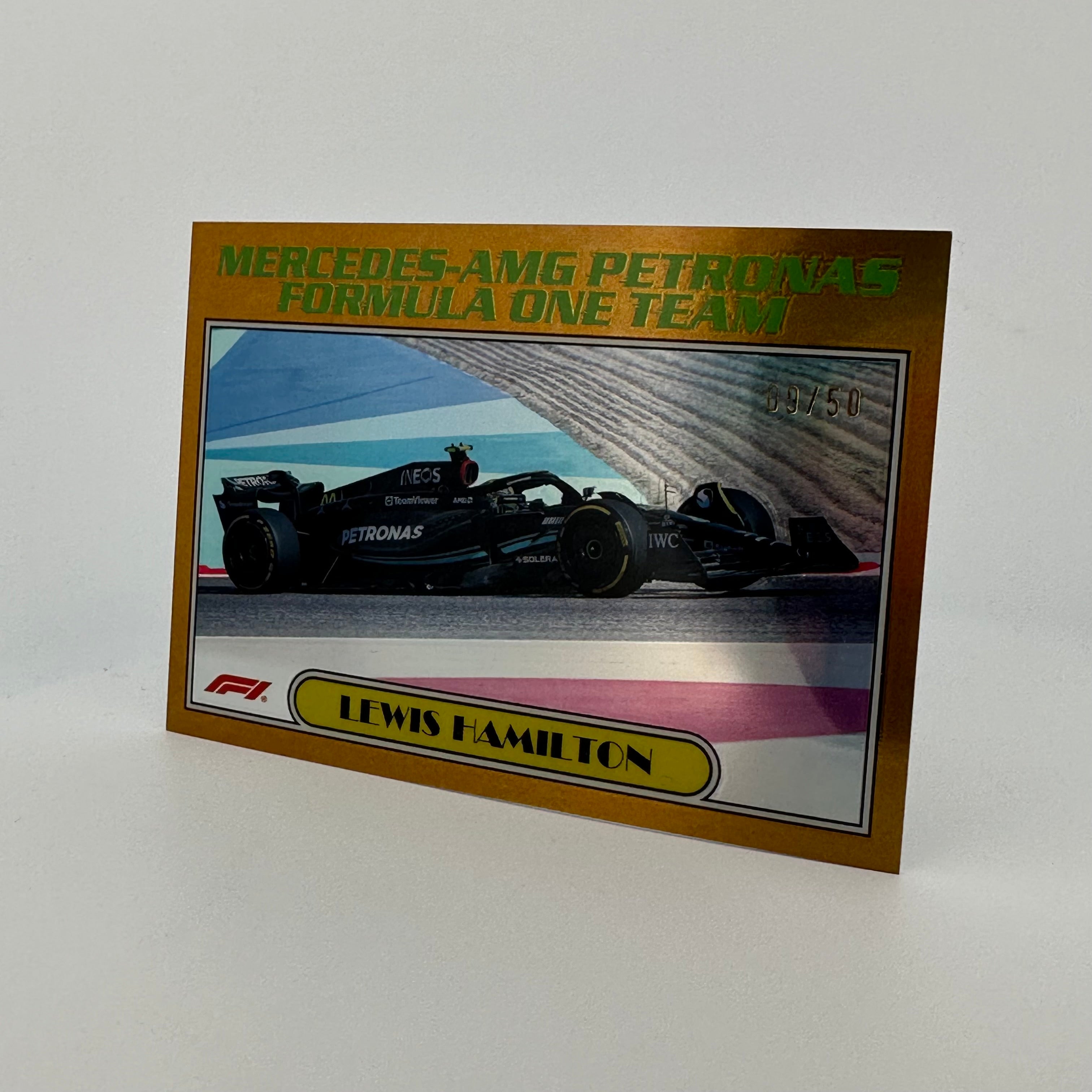 2023 Topps Chrome Lewis Hamilton #AU77 LH 9/50 Gold - Rare Collectible Trading Card for F1 Fans & Sports Memorabilia Enthusiasts