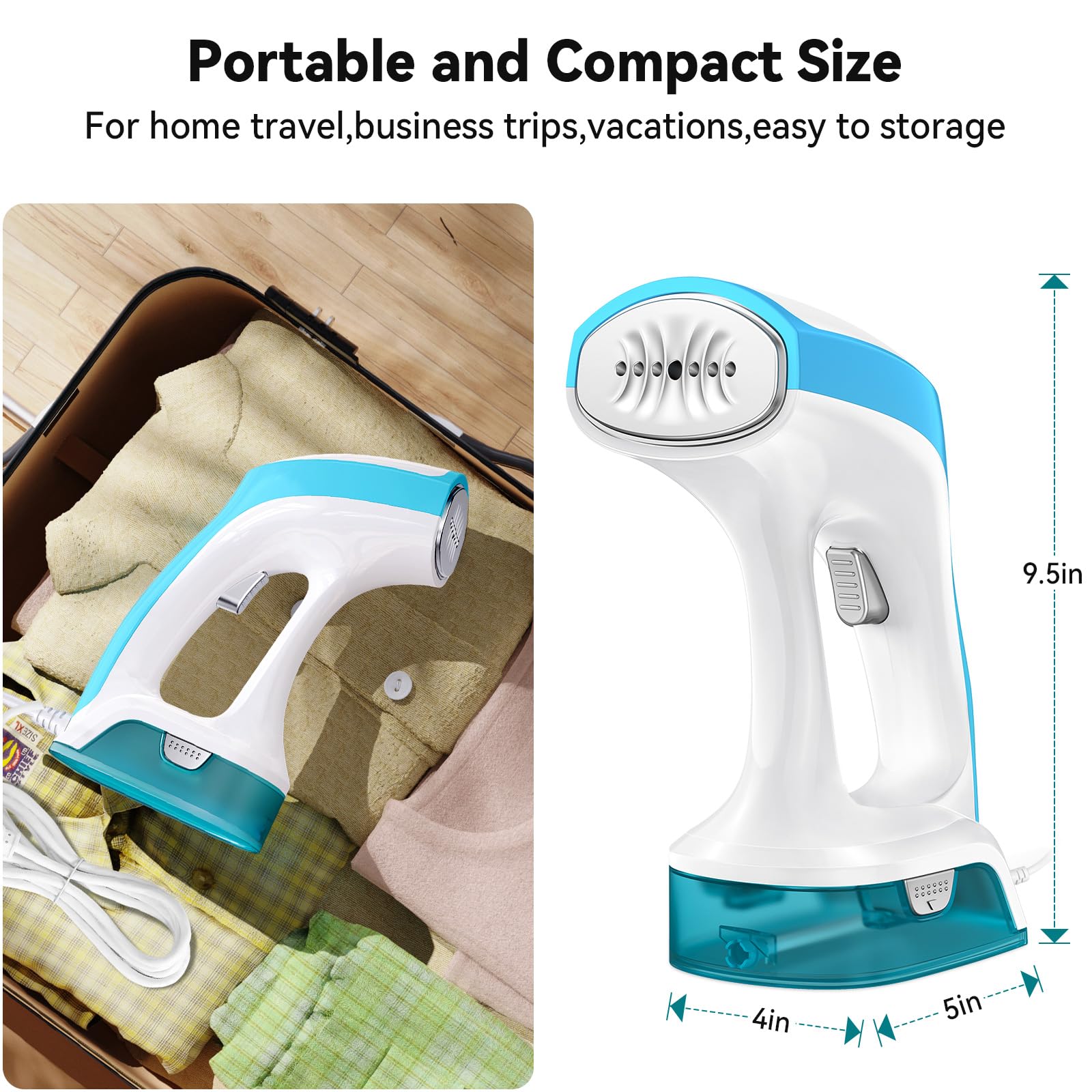 2-in-1 Handheld Steamer & Iron for Clothes - 1000W Portable Garment Steamer with 30-Second Fast Heat-up, 260mL Leak-Proof Tank - Safe Wrinkle Remover for All Fabrics | Perfect for Travel, Home Use & Quick Outfit Refresh