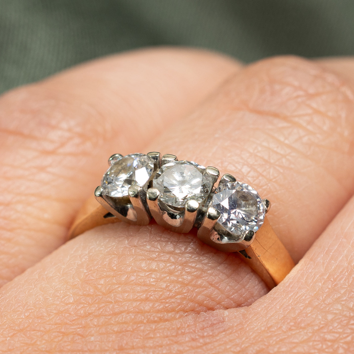 0.40ct Three Stone Diamond Ring | 0.76ctw Total Weight | Size 7.25 | Elegant Engagement, Wedding & Anniversary Jewelry Gift for Her