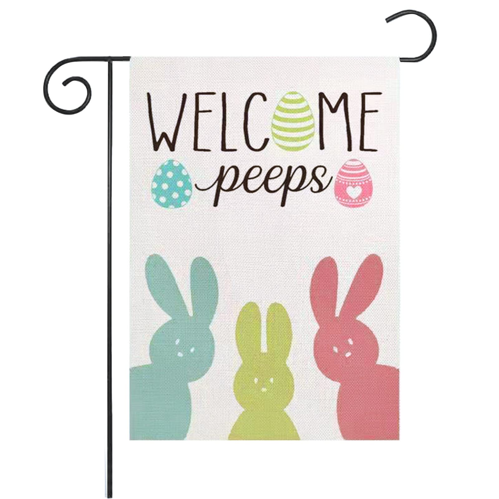 Easter House Flag 12×18 Inch - Double Sided Burlap Vertical Garden Flag for Spring & Summer Decor | Farmhouse Yard, Outdoor, Porch, Welcome Decoration
