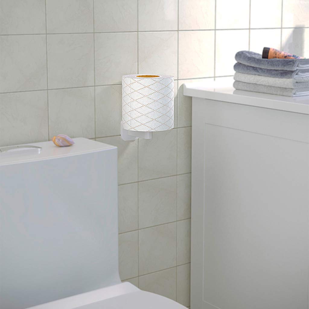 Gallity Self Adhesive Toilet Paper Holder - No Drill Wall Mounted Bathroom Tissue Roll Dispenser Storage Rack - White & Red Bathroom Organizer for Small Spaces - Perfect for Apartments, RVs and Powder Rooms