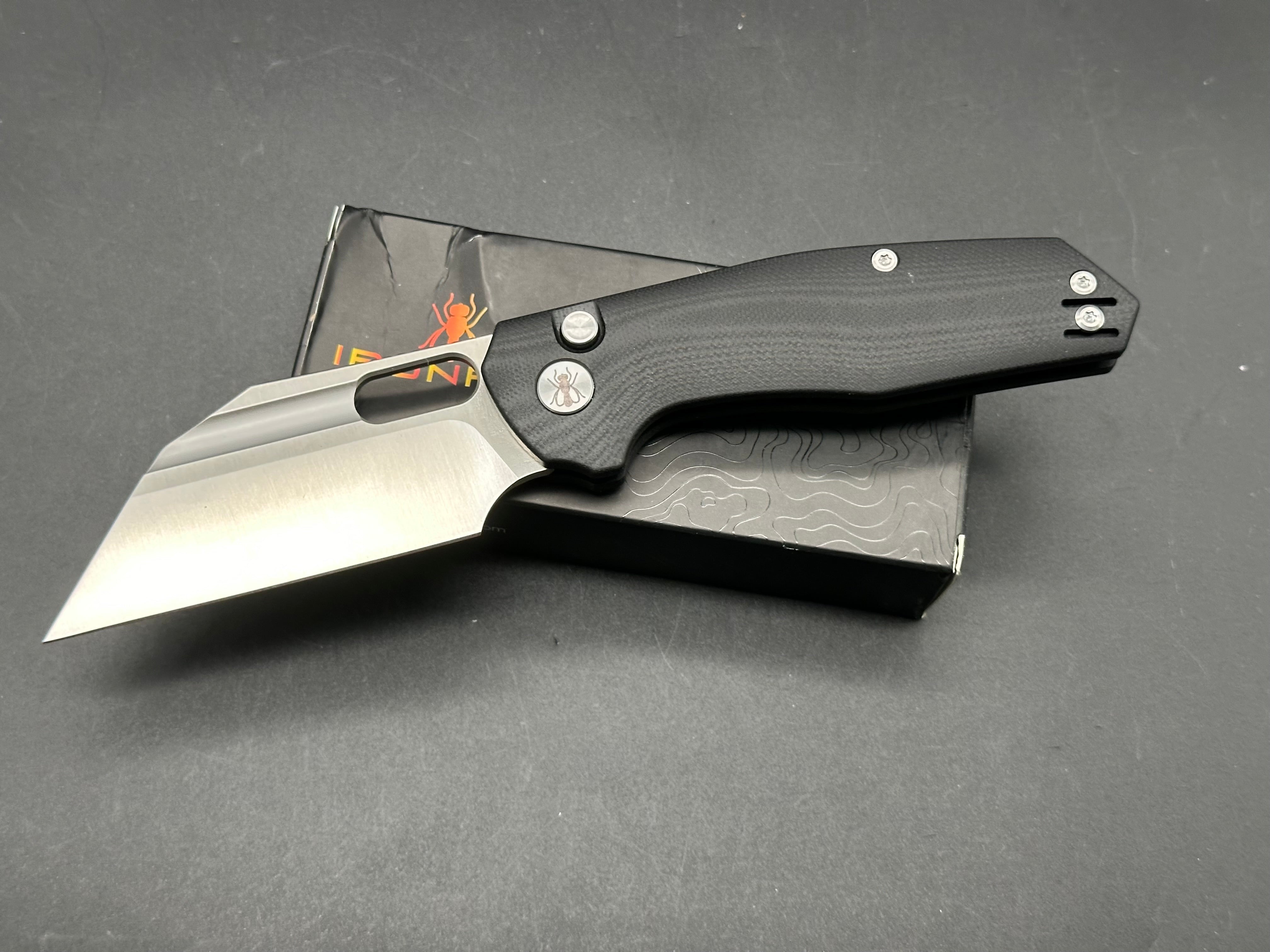 Ironfly (Kunwu) YOLO Button Lock Pocket Knife - 14C28N Stainless Steel Blade & Black G10 Handle - EDC, Camping, Outdoor Survival Gear