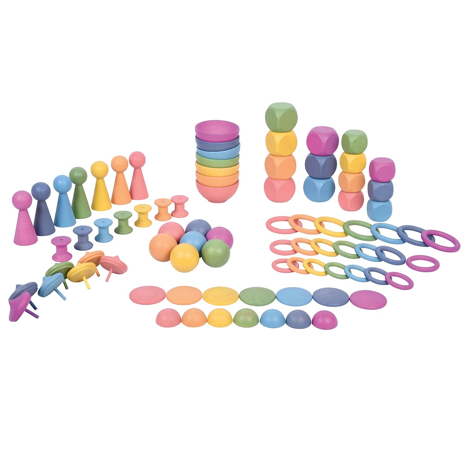 TickiT 73979 Rainbow Wooden Building Blocks - 84-Piece Educational STEM Toy for Kids, Perfect for Preschool Learning & Creative Play