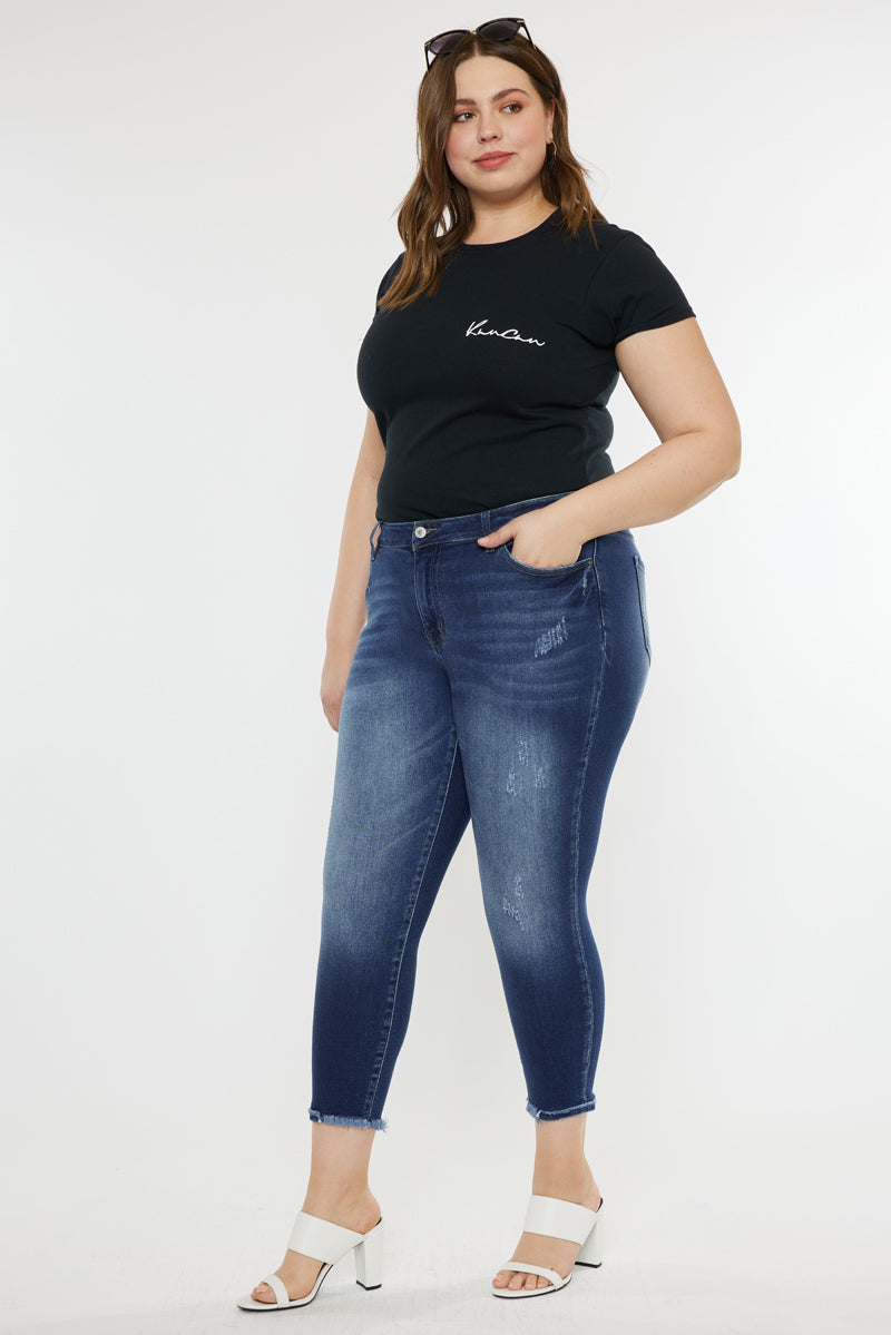 Plus Size Mid Rise Ankle Skinny Jeans for Women - Stretch Denim Pants with Comfortable Fit - Perfect for Casual Outfits, Date Nights & Office Wear