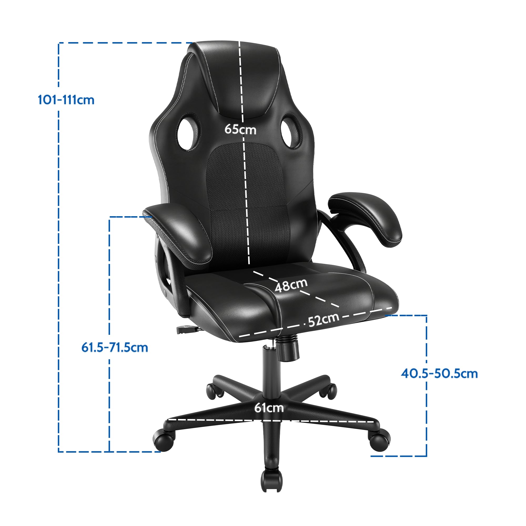 Ergonomic Gaming Chair - High Back Racing Style Office Desk Swivel Chair with Lumbar Support for PC Computer Work, Black - Perfect for Esports, Streaming & Home Office Use