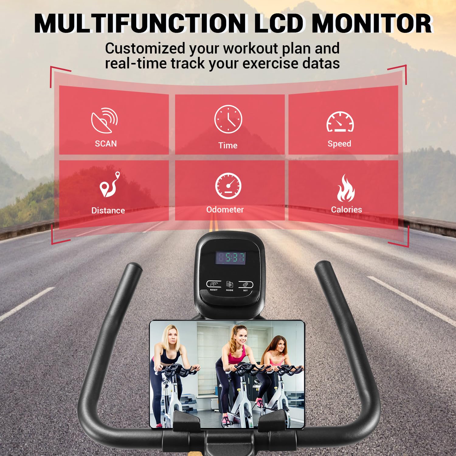 WENOKER Indoor Cycling Bike - Silent Belt Drive, Heavy Flywheel & LCD Monitor - Home Exercise Bike for Cardio Workout - Perfect for Home Gym, Apartment Fitness & Indoor Cycling Training