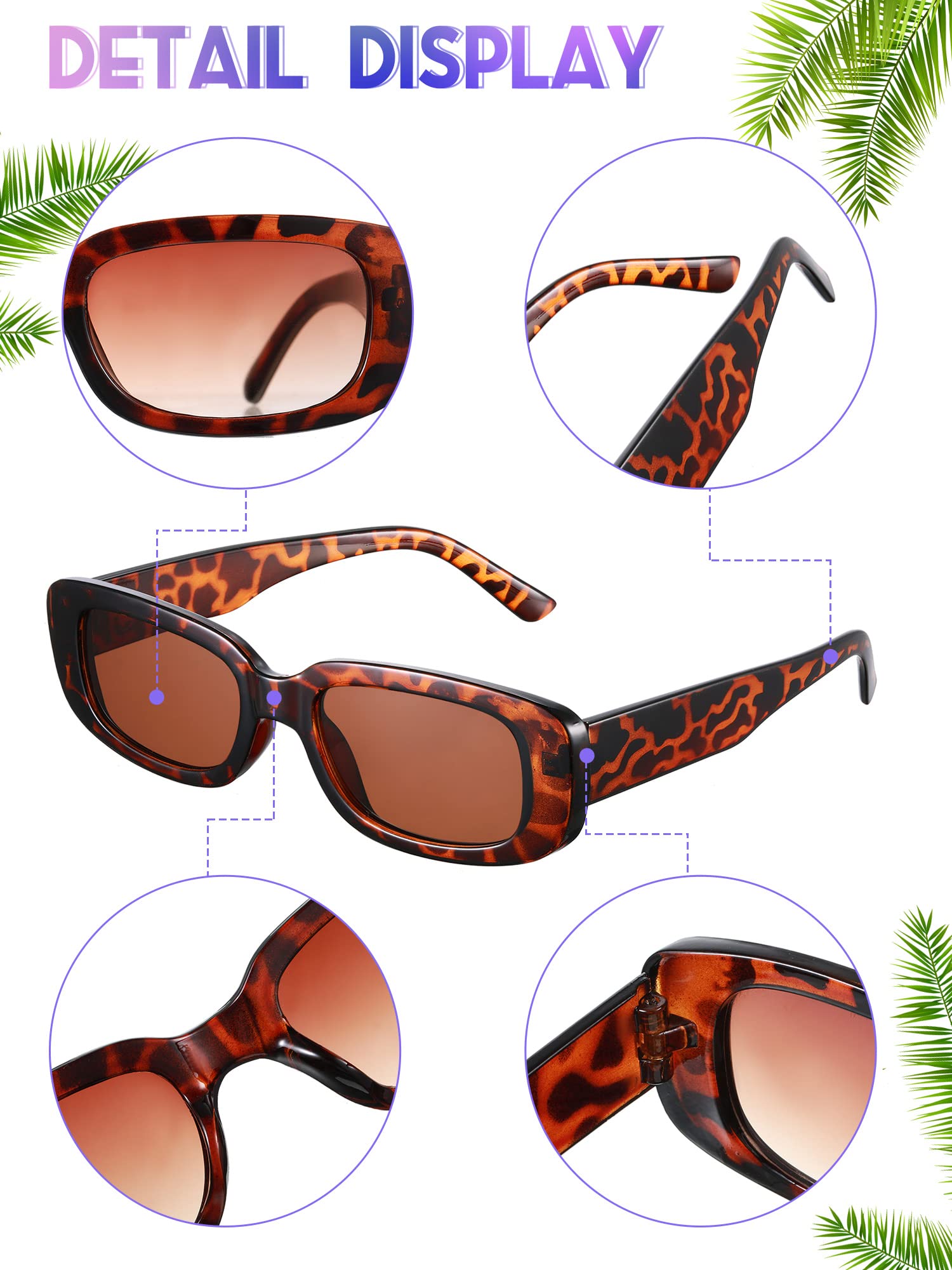 Retro Rectangle Sunglasses for Women - Vintage 90s UV Protection | Y2K Fashion & Outdoor