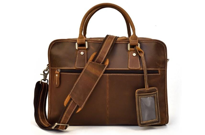 Stylish Brown Leather Laptop Bag for Men - Premium Business Briefcase & Work Commuter Bag for Office, Travel & Daily Use