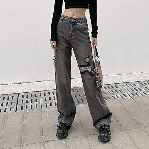 KMBANGI Women's High Waisted Wide Leg Denim Jeans - Straight Fit Baggy Trousers for Casual Wear | Y2K Street Fashion | Perfect for Everyday Outfits, Parties & Retro Style Looks