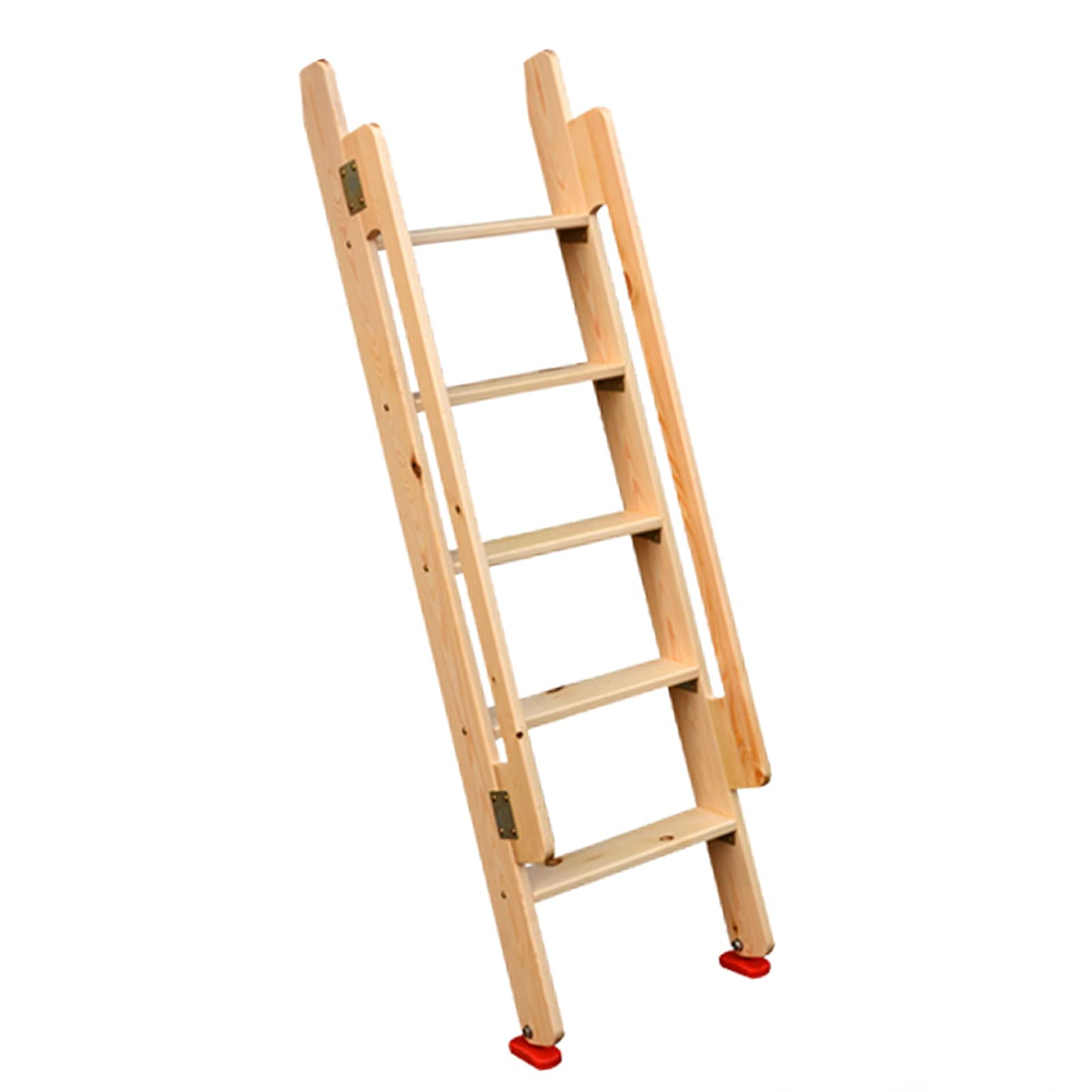 Adjustable Natural Wooden Bed Ladder for Bunk Beds - 44cm x 150cm Safety Loft Ladder with Handrail & Hook Retainer | Dorm, RV, Home Use | Sturdy Step Stool for College, Kids Room & Tiny Houses