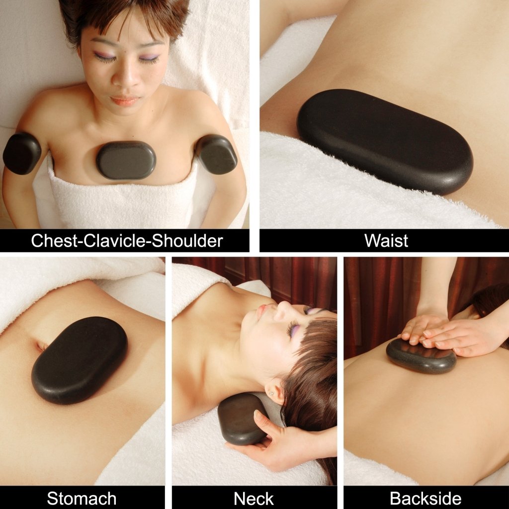 Professional XX Large Flat Oval Basalt Hot Stone Massage Set - 4 Pack (6