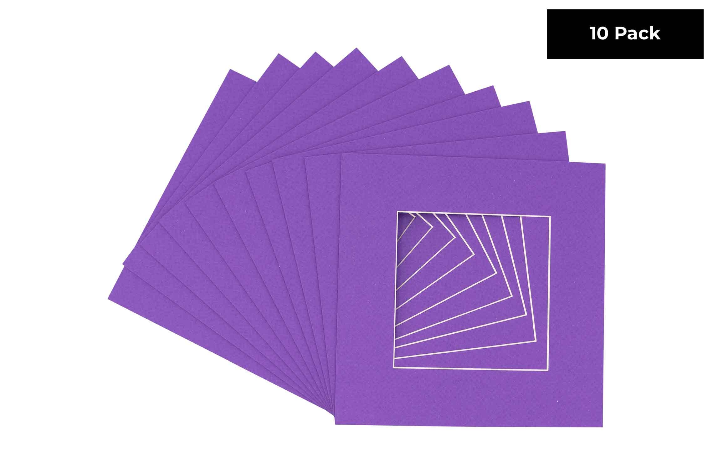 20x20 Inch Precut Purple Acid-Free Matboard for 12x12 Photos - Bevel Cut Picture Mats for Frames (Pack of 10) - Perfect for Scrapbooking, Art Displays & Photo Framing Projects