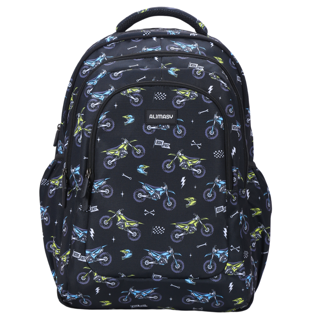 Durable Motocross Large School Backpack for Kids & Teens - Waterproof Laptop Backpack with Multiple Compartments - Perfect for School, Travel & Outdoor Adventures