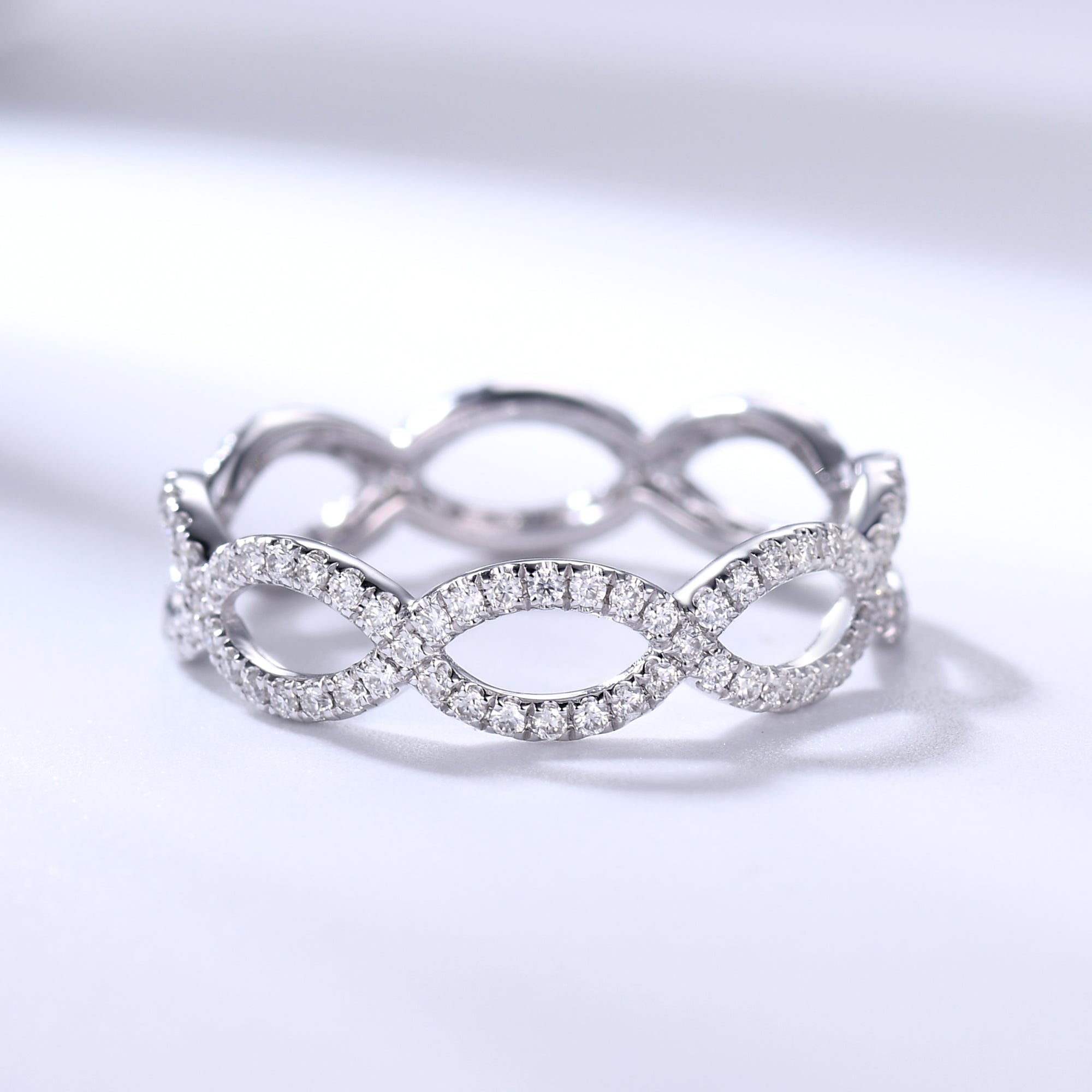 14K White Gold Moissanite Eternity Wedding Band for Women - Sparkling Diamond Alternative Engagement Ring, Perfect for Anniversaries & Special Occasions
