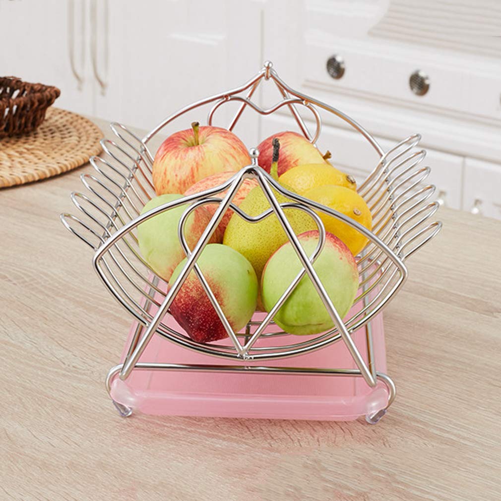 Stainless Steel Fruit Basket with Detachable Holder - Kitchen Storage Bowl for Bread, Fruits & Vegetables | Perfect for Countertop, Dining Table & Living Room Decor