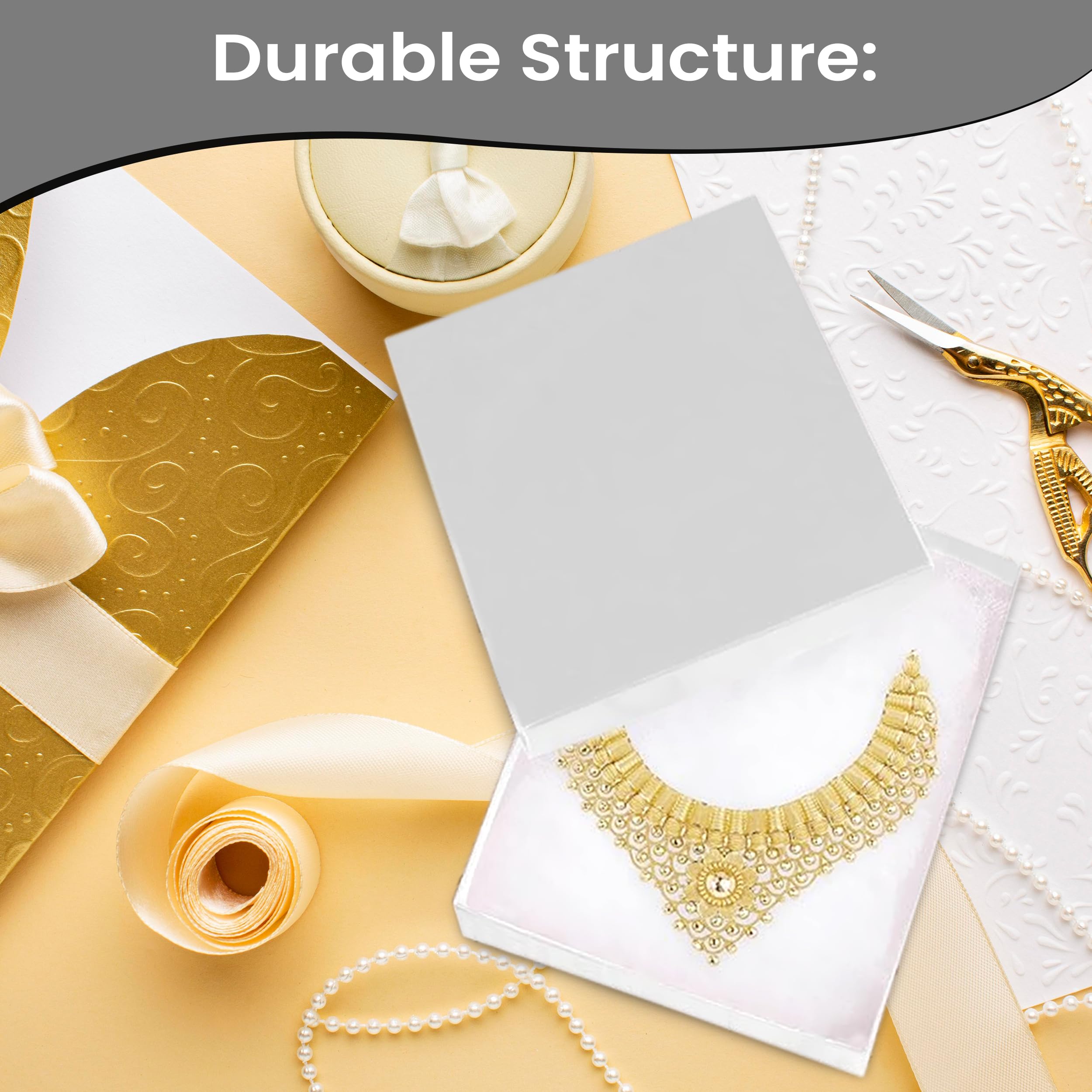 8 Pack White Jewelry Gift Box 7x5x1.25 Inches with Cotton Filling | Premium Cardboard Jewelry Storage Box with Lid | Made in USA | Perfect for Bracelets, Necklaces, Rings & Earrings | Great for Gifting, Wedding Favors & Retail Display