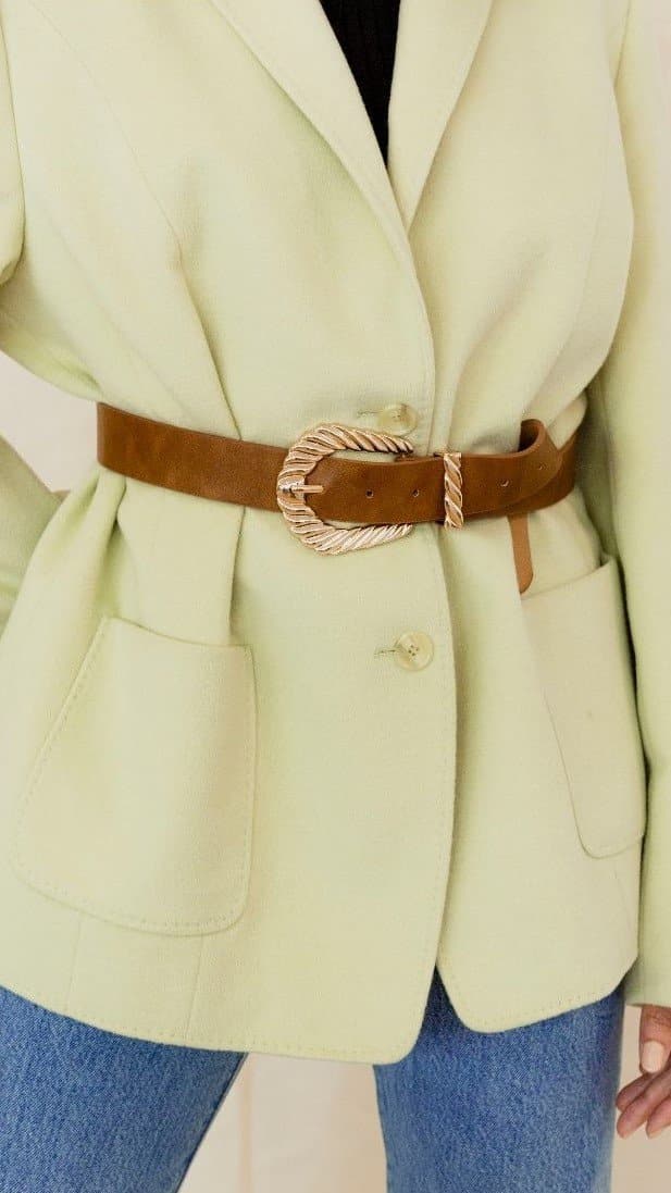 Amelie Twist Buckle Belt for Women - Adjustable Waist Belt in Brown & Gold - Perfect for Jeans, Dresses and Casual Outfits