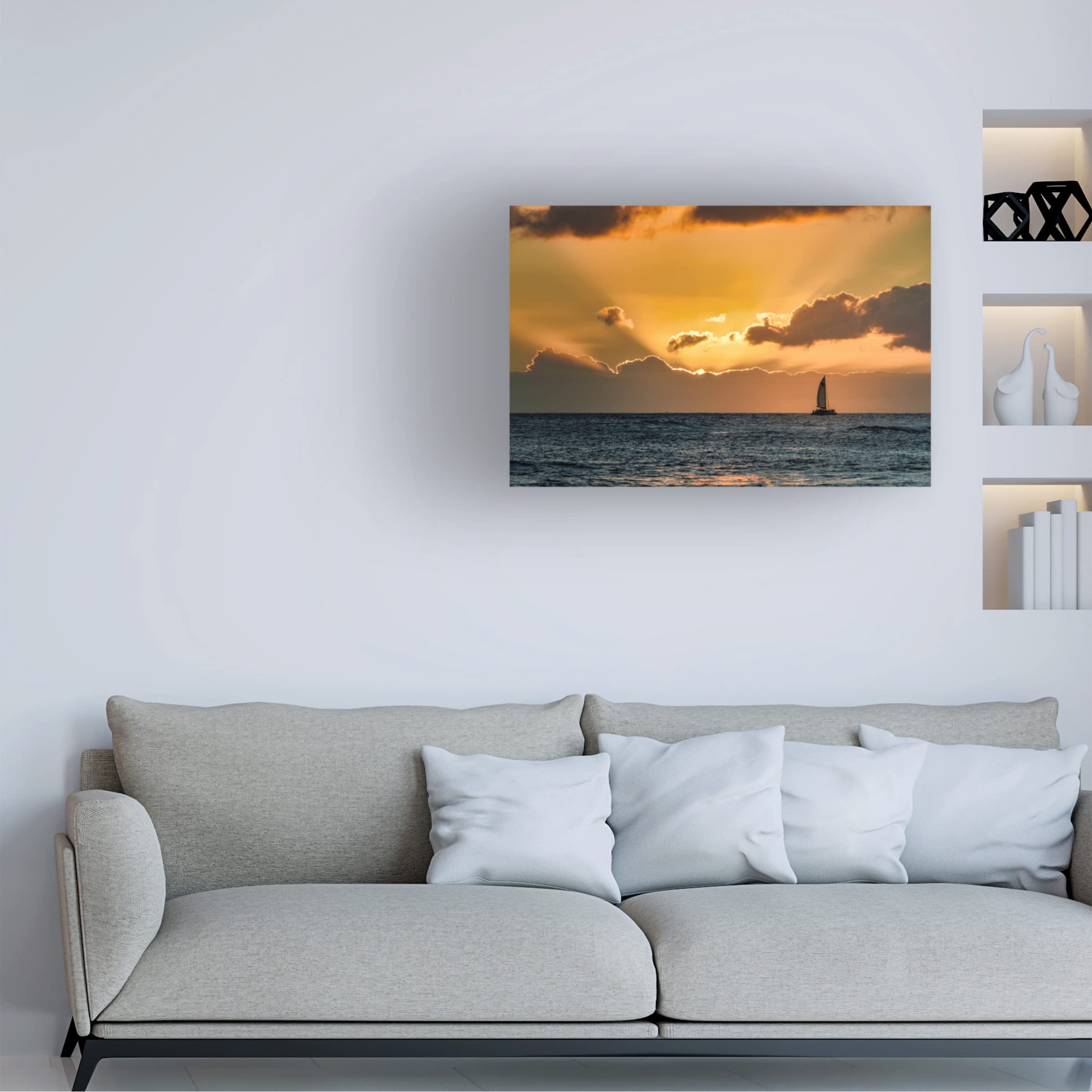 Trademark Fine Art 'Sailboat 2' Canvas Wall Art Print by Dennis Frates - Nautical Home Decor for Living Room, Bedroom & Office
