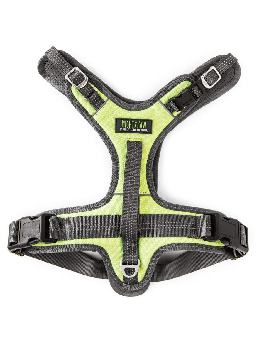 Mighty Paw Sport Harness 2.0 - Adjustable No-Pull Dog Harness with Padded Chest & Reflective Stitching - Small Green Pet Vest for Walking, Running, Hiking & Car Travel - Secure & Comfortable Outdoor Dog Gear
