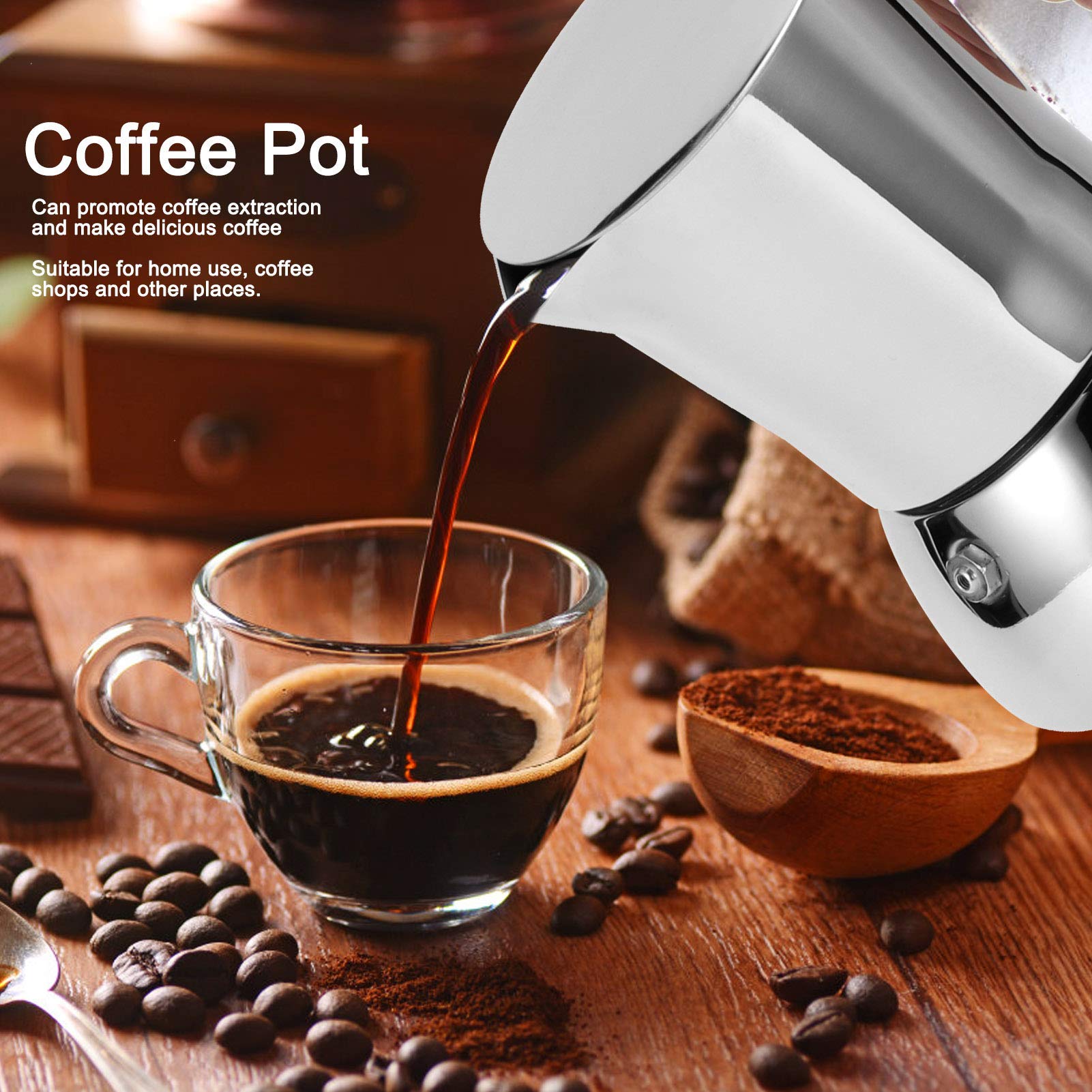 4 Cup Moka Pot - Stainless Steel Stovetop Espresso Maker | Italian Coffee Percolator for Home, Coffee Shop & Camping | Perfect for Espresso, Latte & Outdoor Brewing