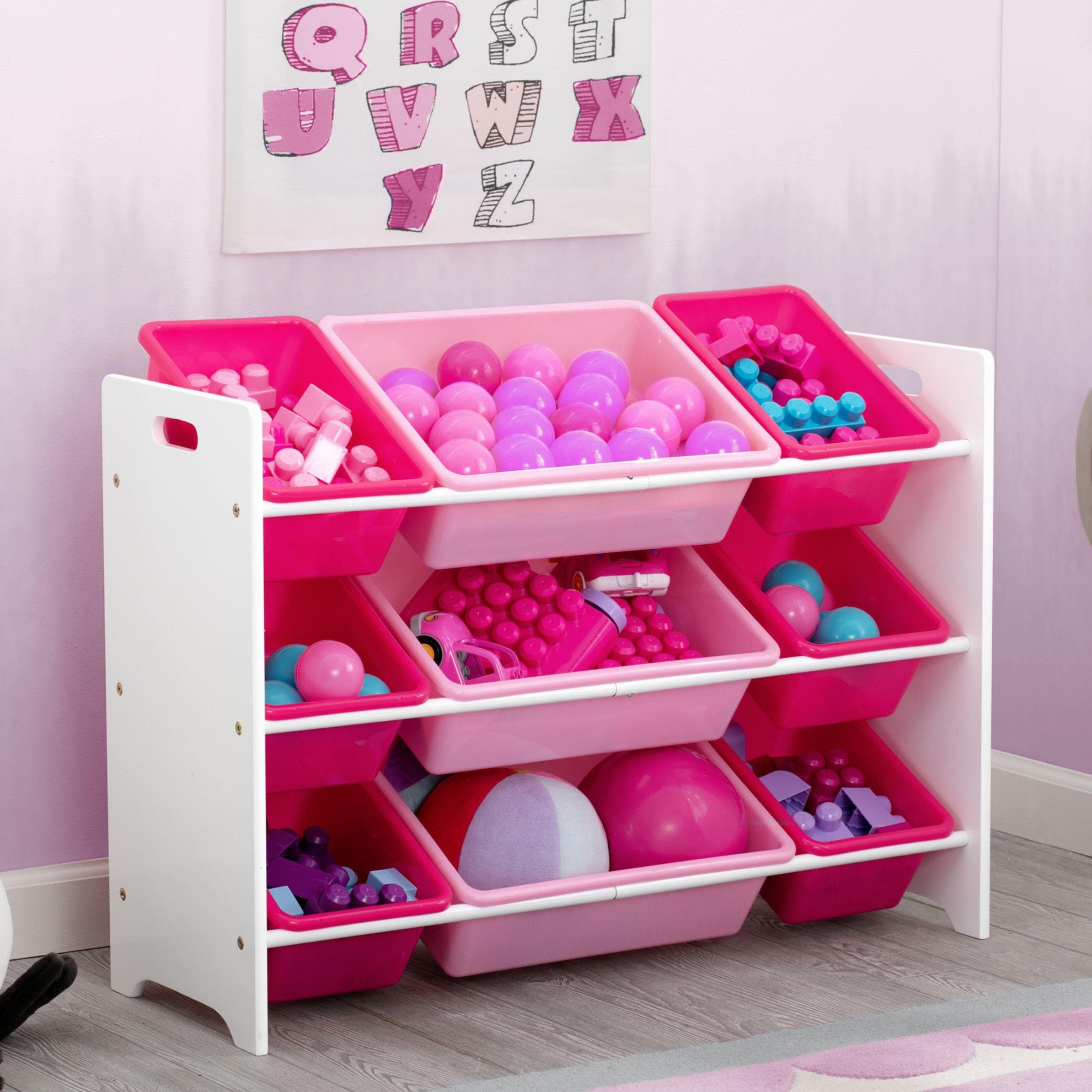 MySize 9 Bin Plastic Toy Organizer - Kids Room Storage Solution for Toys, Books & Crafts - Perfect for Playroom, Bedroom & Classroom Organization
