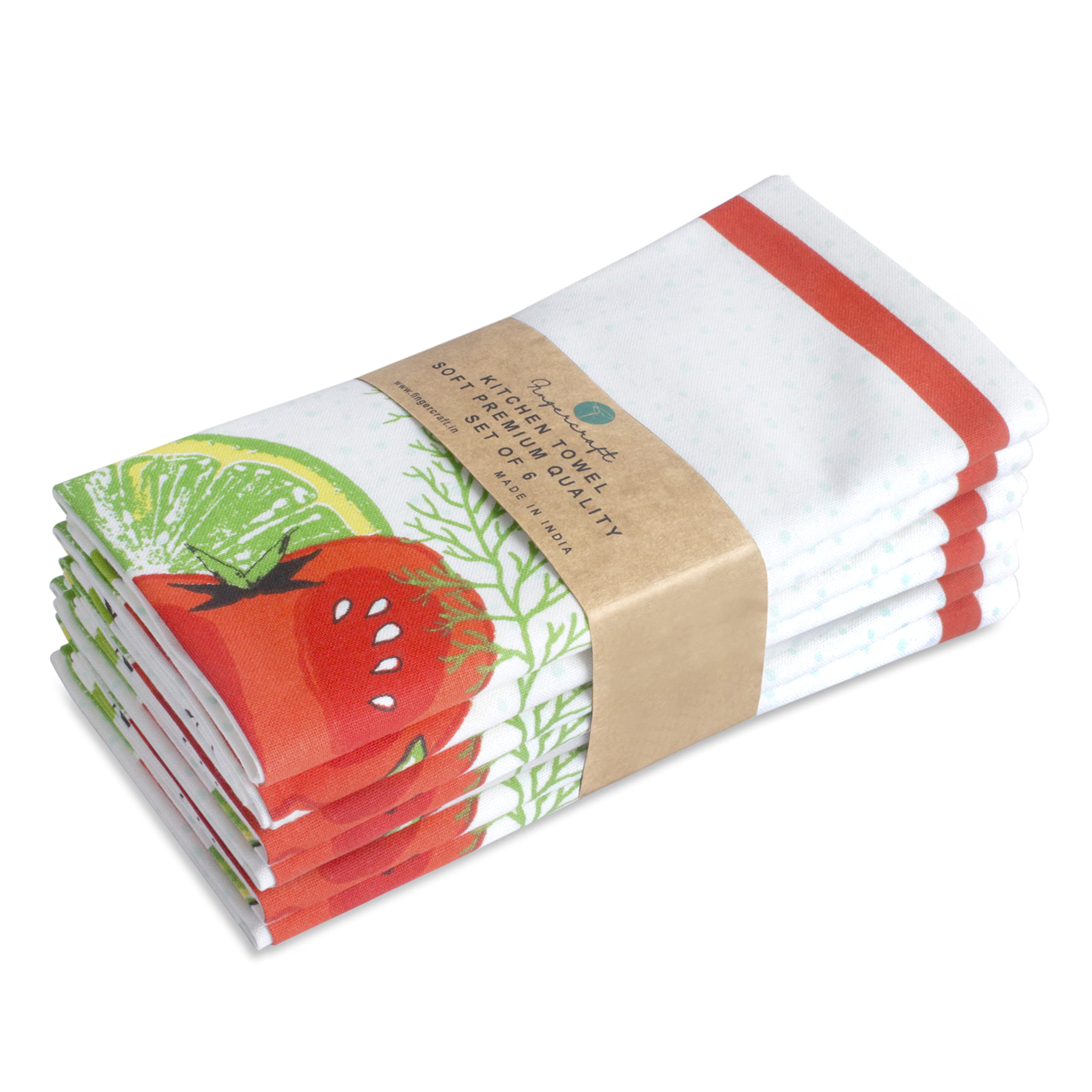 Premium Cotton Kitchen Towels Set of 6 - Super Absorbent & Soft for Cooking, Cleaning & Drying Dishes