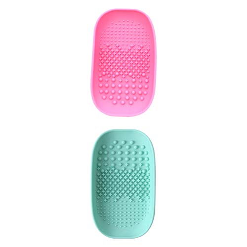 Beaupretty 2-Pack Silicone Makeup Brush Cleaning Mat with Suction Cups - Portable Cosmetic Brush Cleaner Tool for Foundation, Eyeshadow & Blush Brushes | Perfect for Home & Travel Makeup Kit Organization