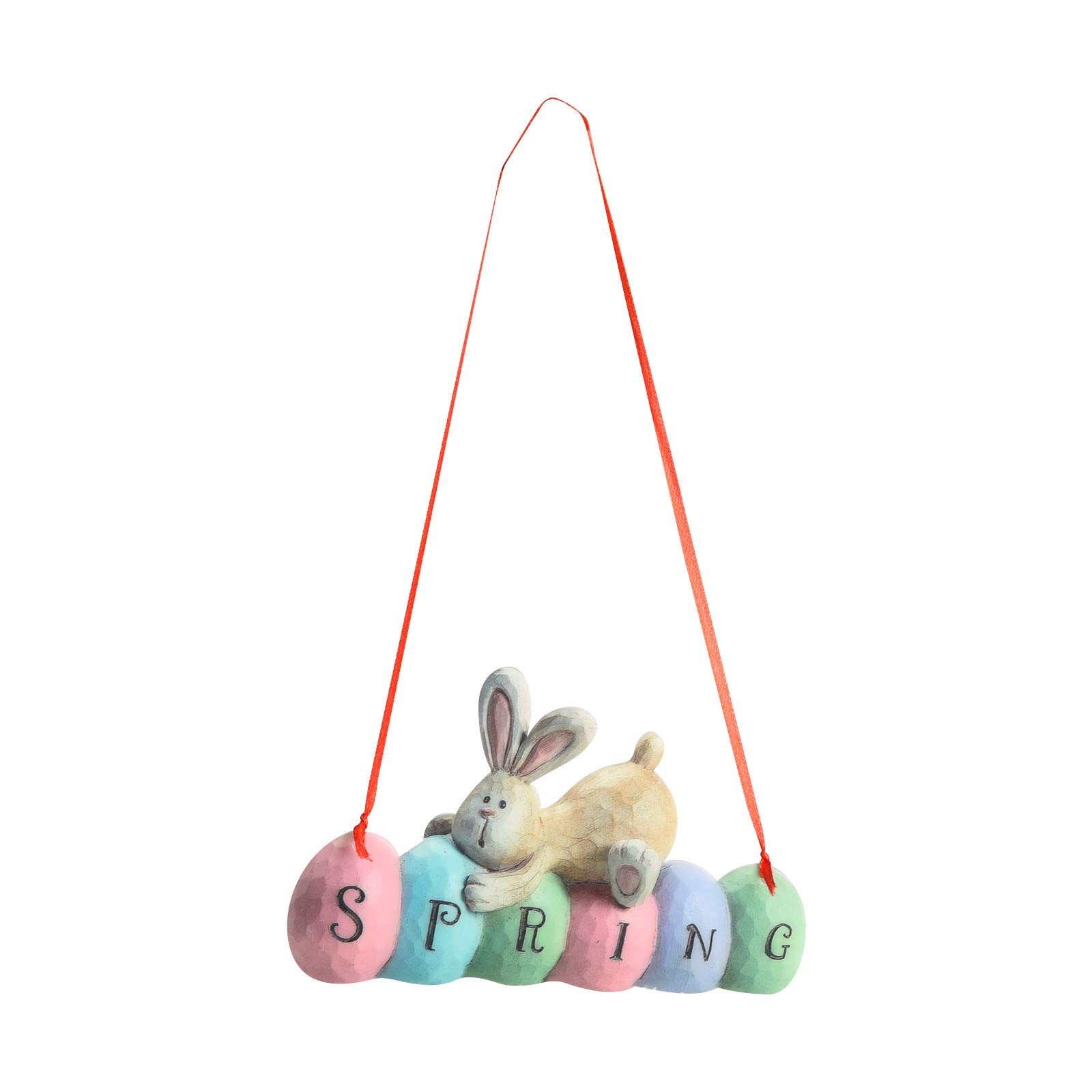Totruning Happy Easter Wooden Hanging Sign - Colorful Bunny Rabbit Door Decoration, Rustic Easter Wood Wreath for Spring Holiday Decor - Perfect for Home, Coffee Shop, Bakery & Farmhouse Window Display