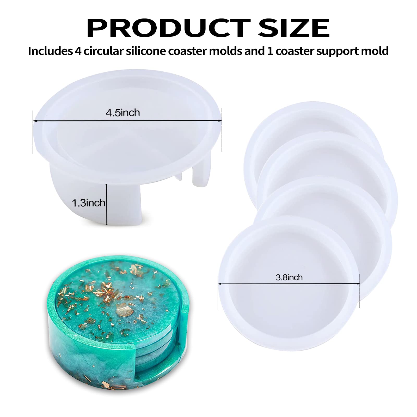 5PCS Round Silicone Resin Coaster Molds for DIY Epoxy Resin Casting - Perfect for Home Decor, Craft Projects & Unique Gift Making - Ideal for Coffee Tables, Kitchen Countertops & Party Decorations