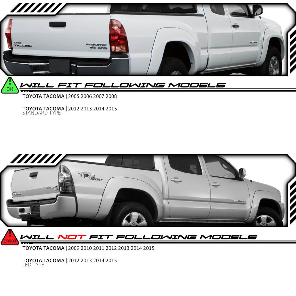 OE Style Halogen Tail Lights Assembly Replacement for 2005-2015 Toyota Tacoma - Pair (Part Numbers: TO2800158, TO2801158, 8156004150, 8155004150) - Durable & Waterproof for Off-Roading, Camping & Night Driving