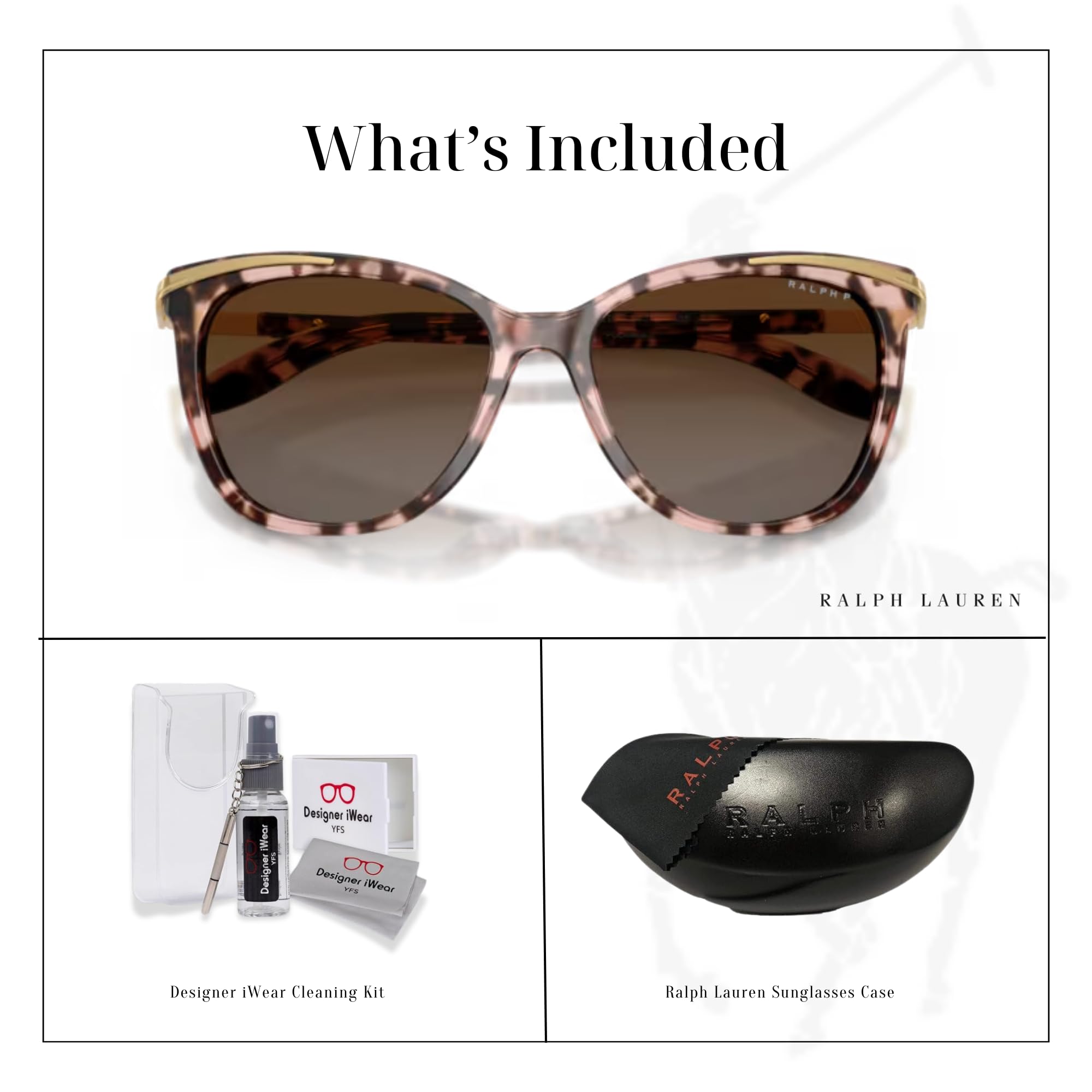 Ralph Lauren RA5203 Cat Eye Sunglasses for Women - Polarized UV Protection + Free Designer iWear Eyewear Kit | Fashion Accessories for Beach, Driving & Outdoor Activities