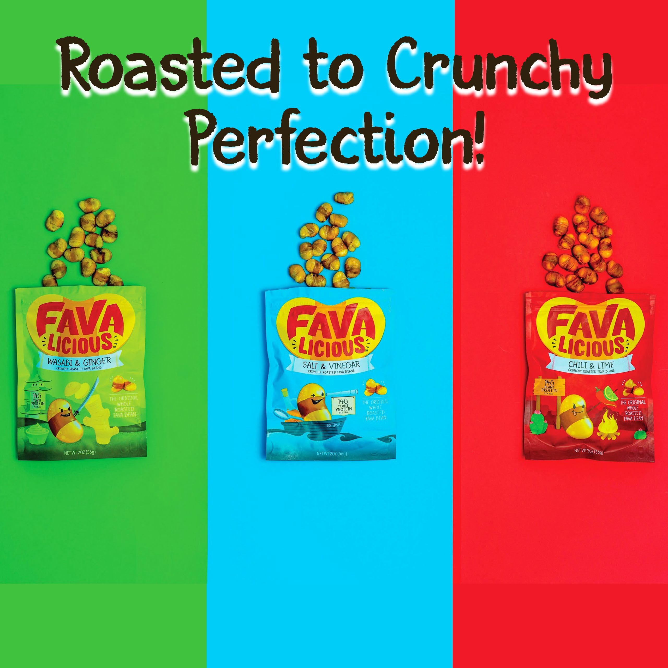 Nuttee Bean Favalicious Roasted Fava Bean Snacks - Vegan, Gluten-Free, Plant-Based Protein Snack - Healthy Crunchy Snacks for Adults & Kids - Variety Pack 2oz (12 Pack) - Perfect for Office, School, Travel & Movie Nights