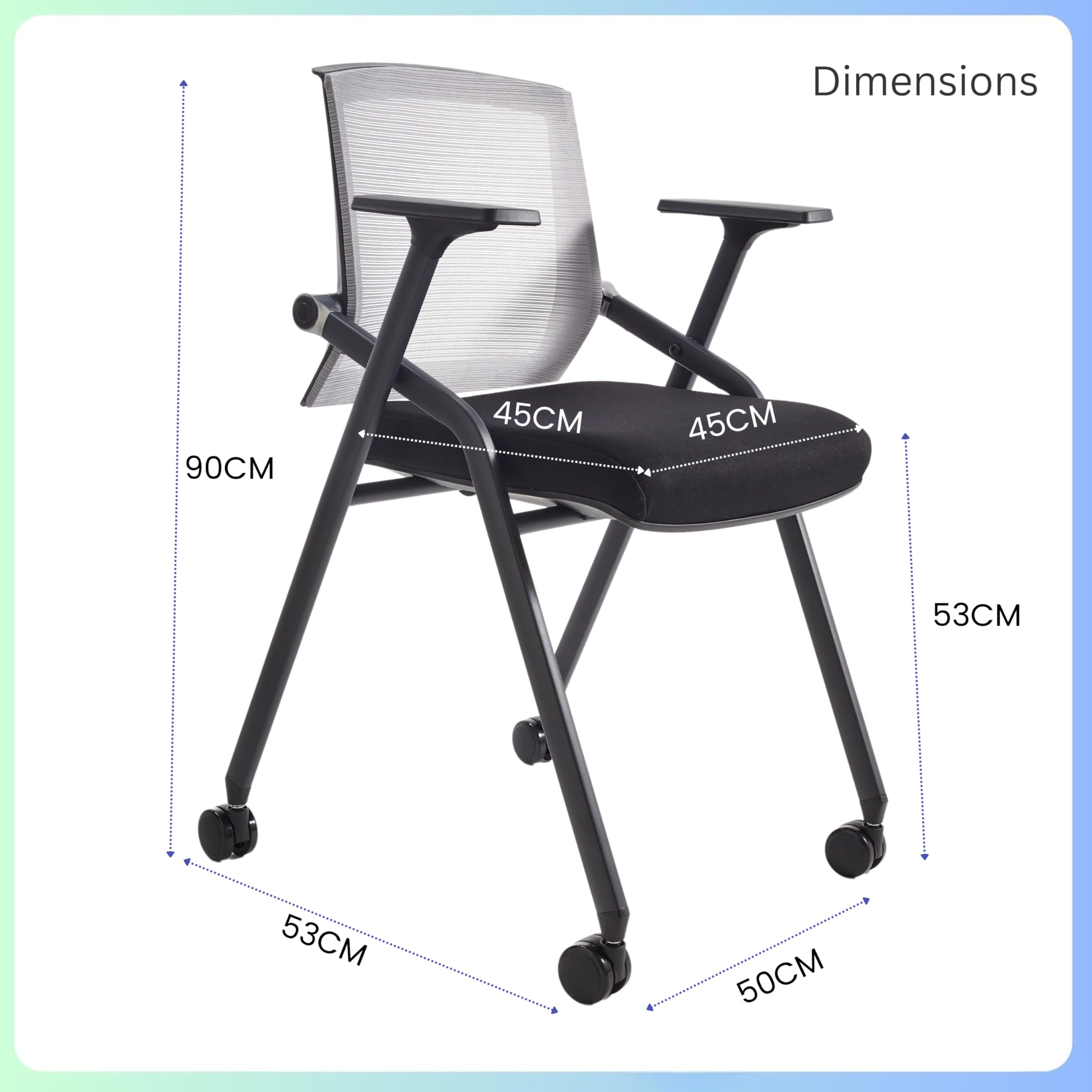 Ergonomic Conference Room Chairs - 2 Pack Stackable Office Guest Chairs with Lumbar Support, Adjustable Armrests & Smooth-Rolling Casters for Meetings, Reception Areas & Home Offices
