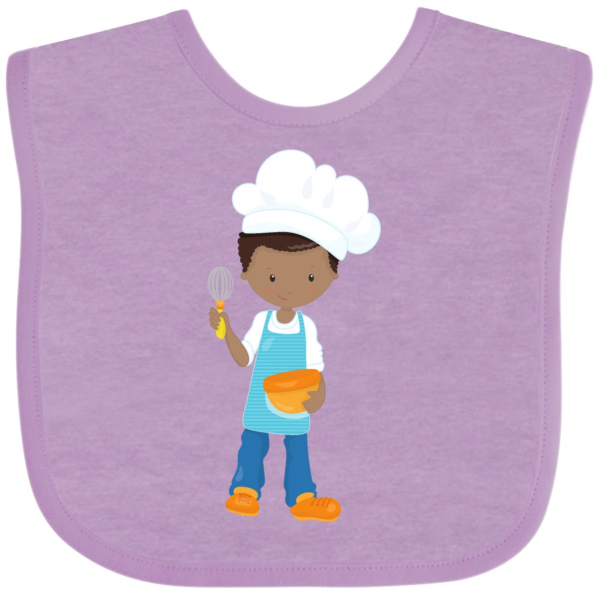 Inktastic African American Boy Baking Baker Pastry Chef Baby Bib - Cute & Durable for Toddlers, Infants - Perfect for Mealtime, Cooking, Baking Activities