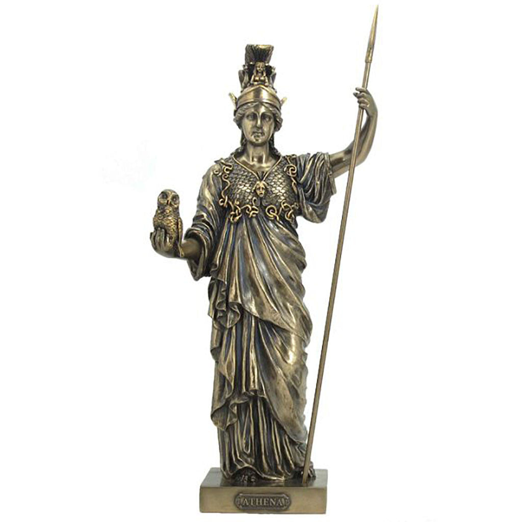 Minerva Statue - Roman Goddess of Wisdom & War - Handcrafted Home Decor for Office, Library & Study Room
